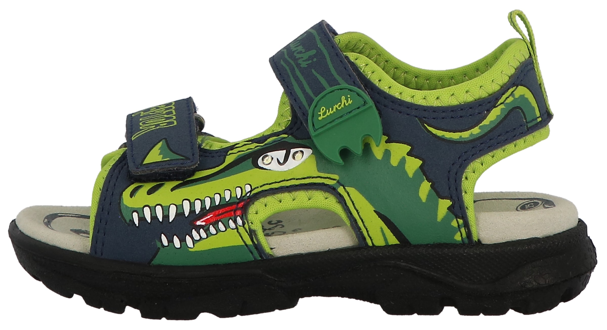 Lurchi Sandale »Krypto, Blinkschuh«, Trekkingsandale mit Krokodil-Motiv, Größenschablone zum Download