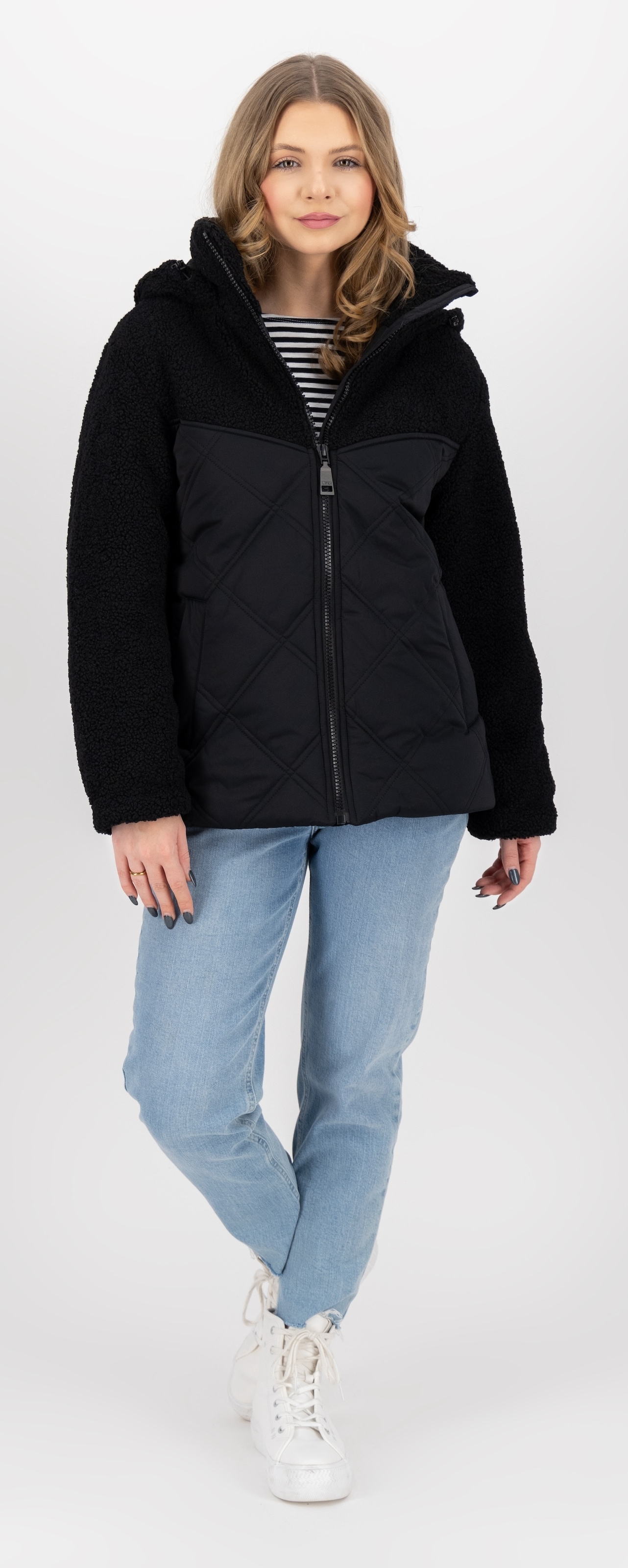 LPO Steppjacke »XAVIA WMN« hochgeschlossener Kragen mit Sherpa-Fleece