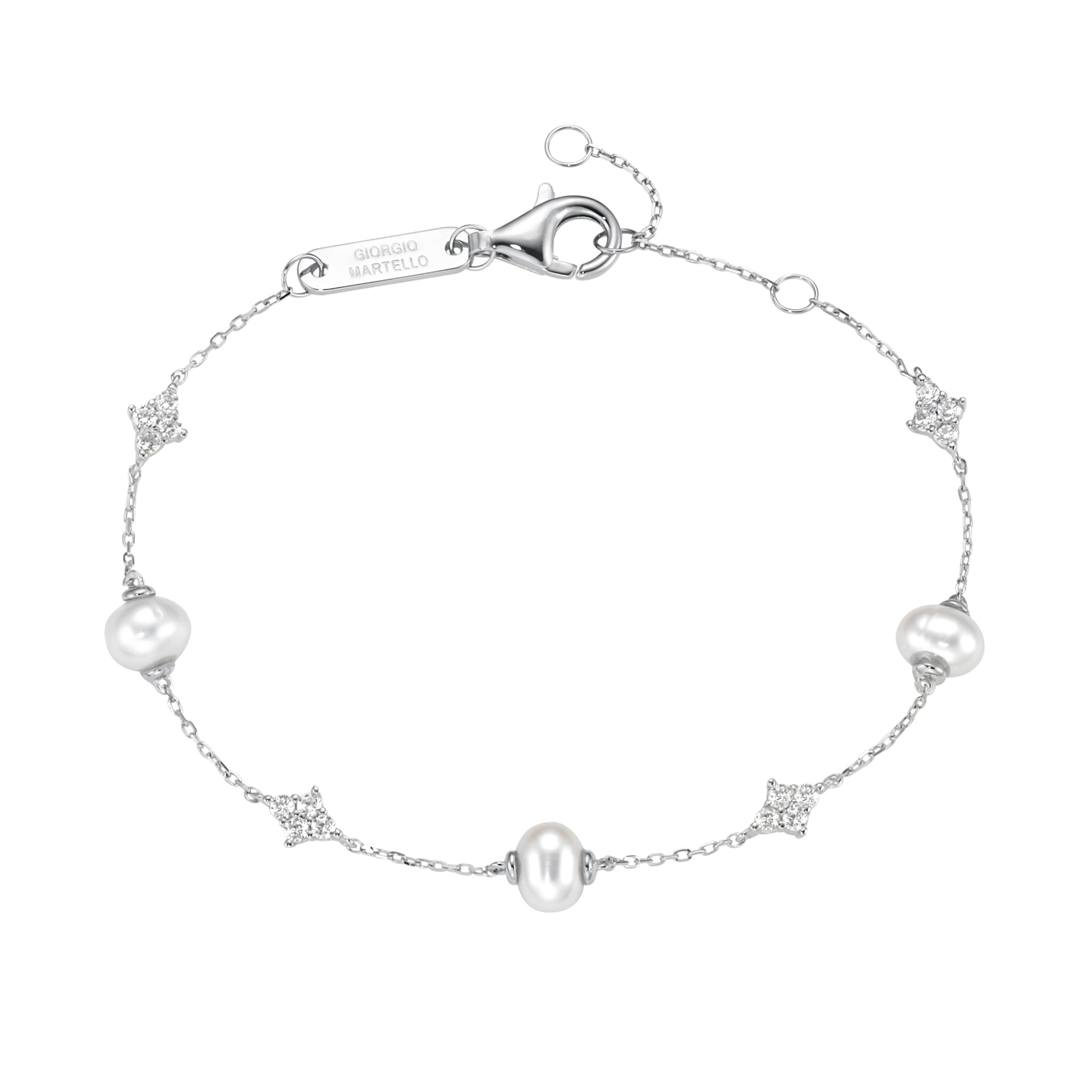 GIORGIO MARTELLO MILANO Armband »Armband Süßwasser-Perlen und Zirkonia, Silber 925«