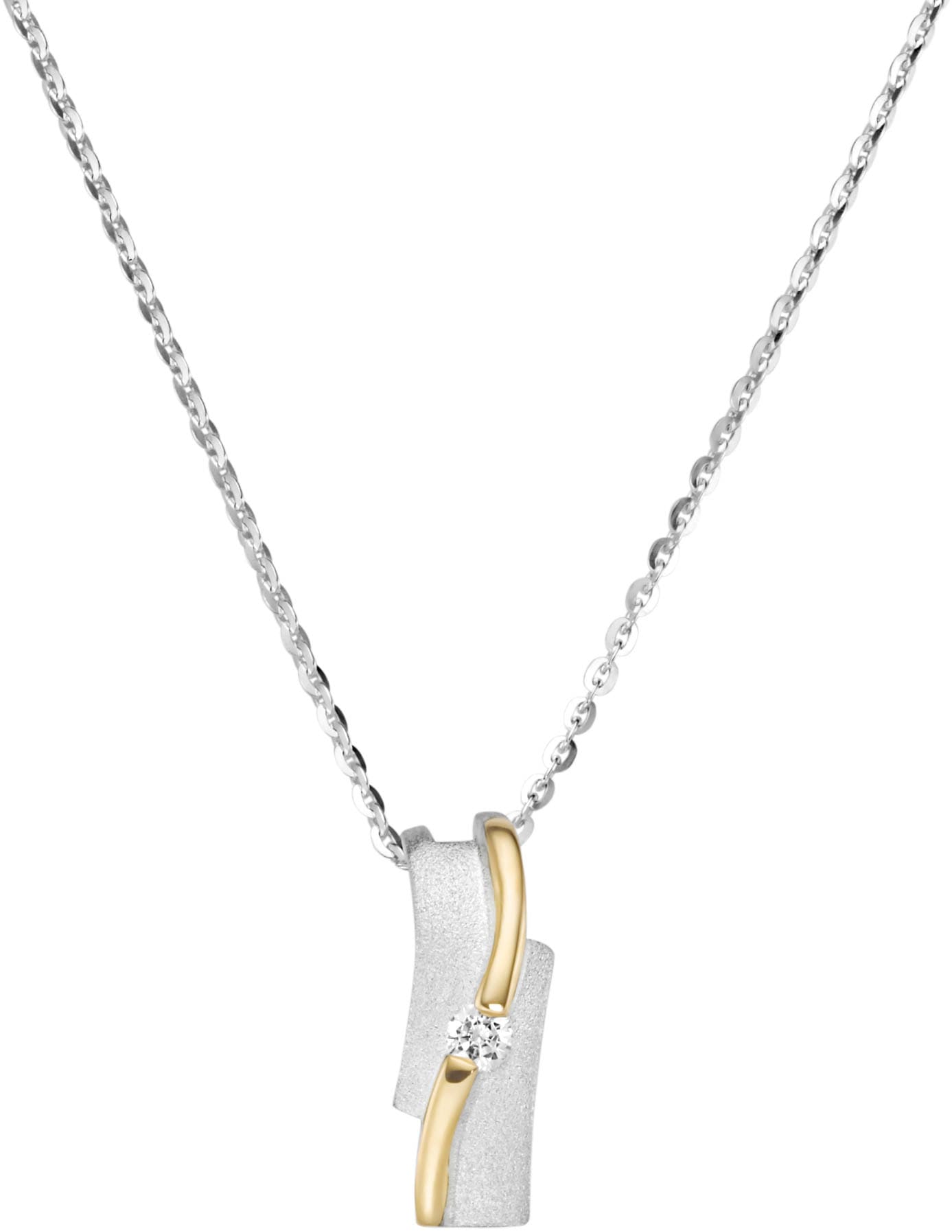 Firetti Kette mit Anhänger »Schmuck Geschenk Silber 925 Halsschmuck Halskette bicolor«, mit Zirkonia (synth.)