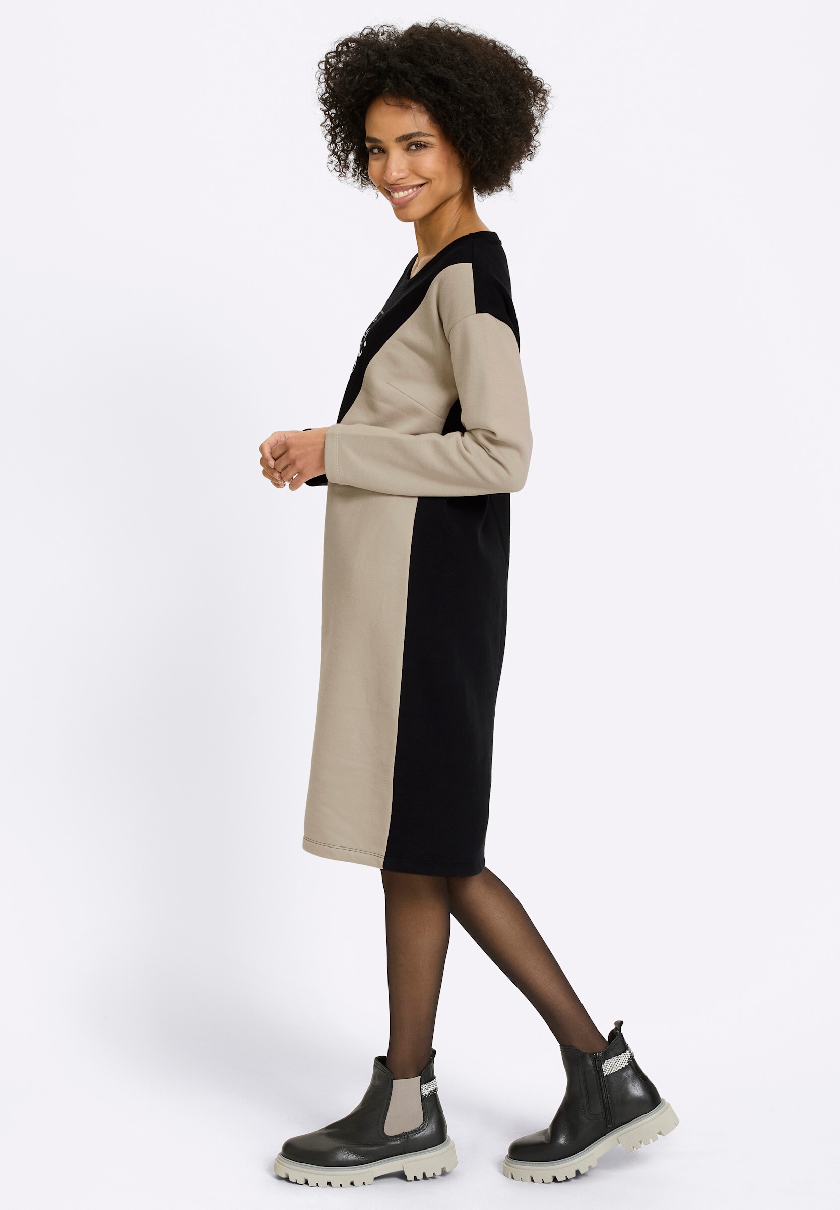 heine Strickkleid »Kleid Sweatkleid mit diagonalem Streifen« Ohne Taschen