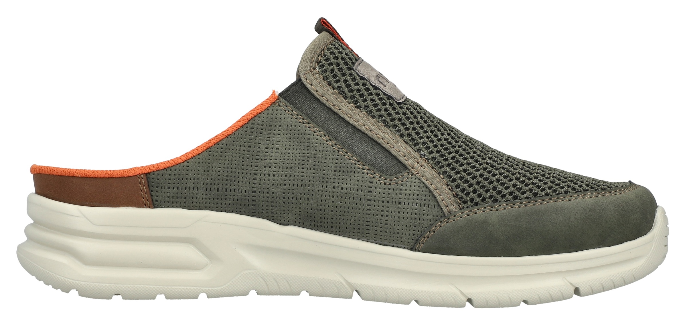 Rieker Clog, Sommerschuh, Hausschuh, Schlupfschuh mit seitlichen Stretcheinsätzen