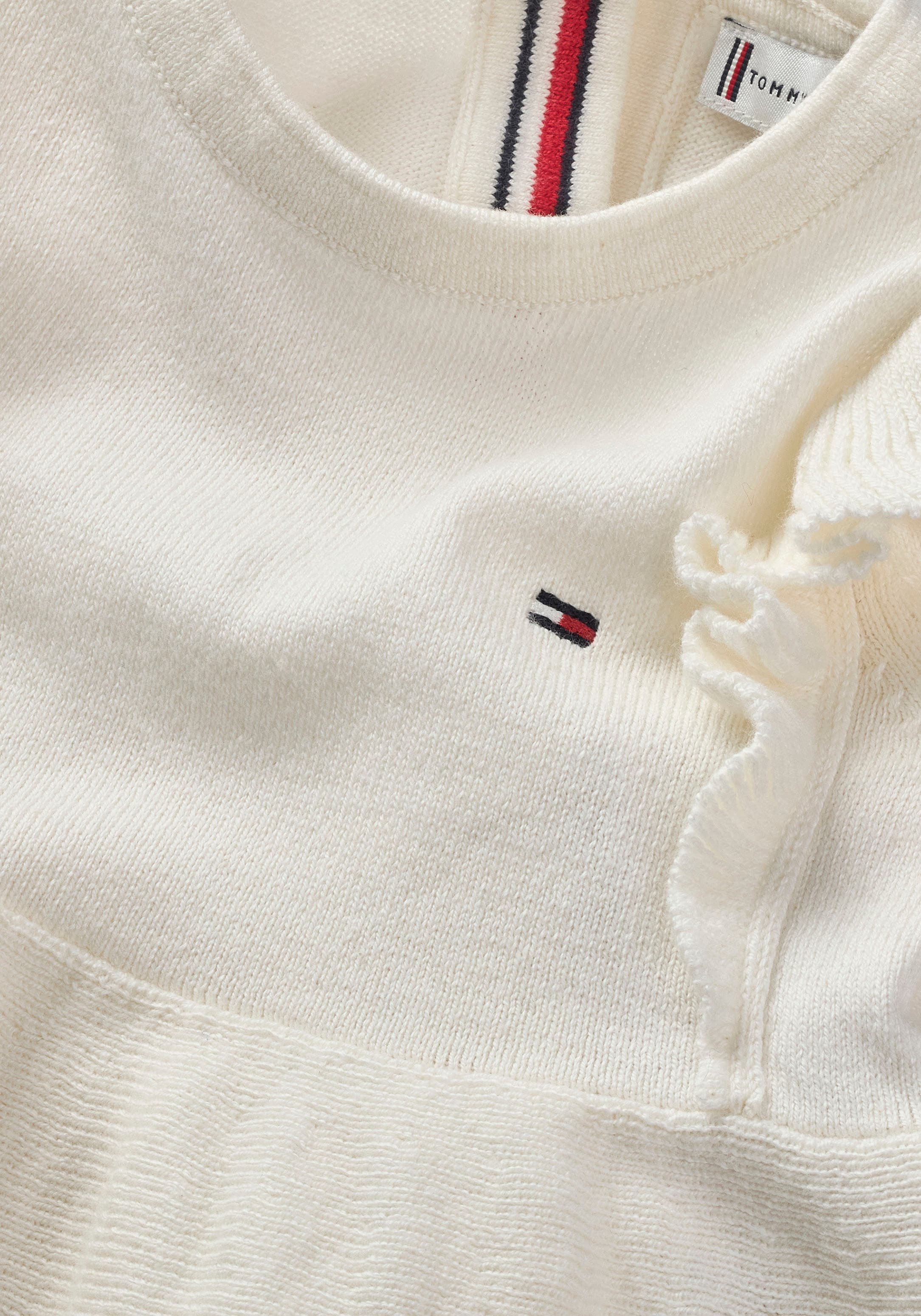 Tommy Hilfiger Sweatkleid »RUFFLE SWEATER DRESS LS«, Baby bis 2 Jahre mit Logostickerei