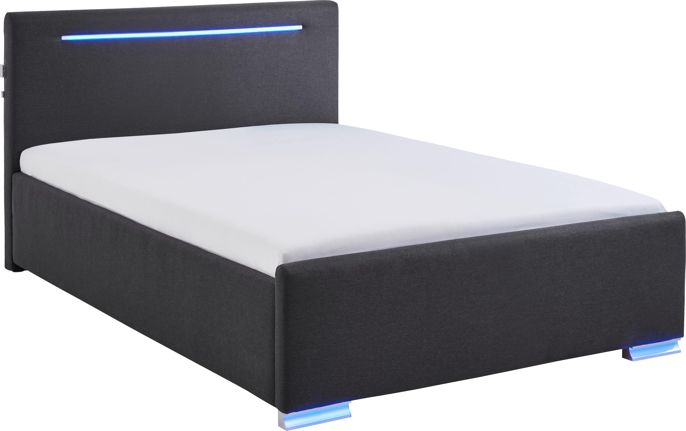 meise.möbel Polsterbett »Las Vegas III mit LED-Beleuchtung und USB-Anschluss«, erhältlich in den Breiten 140 & 180cm