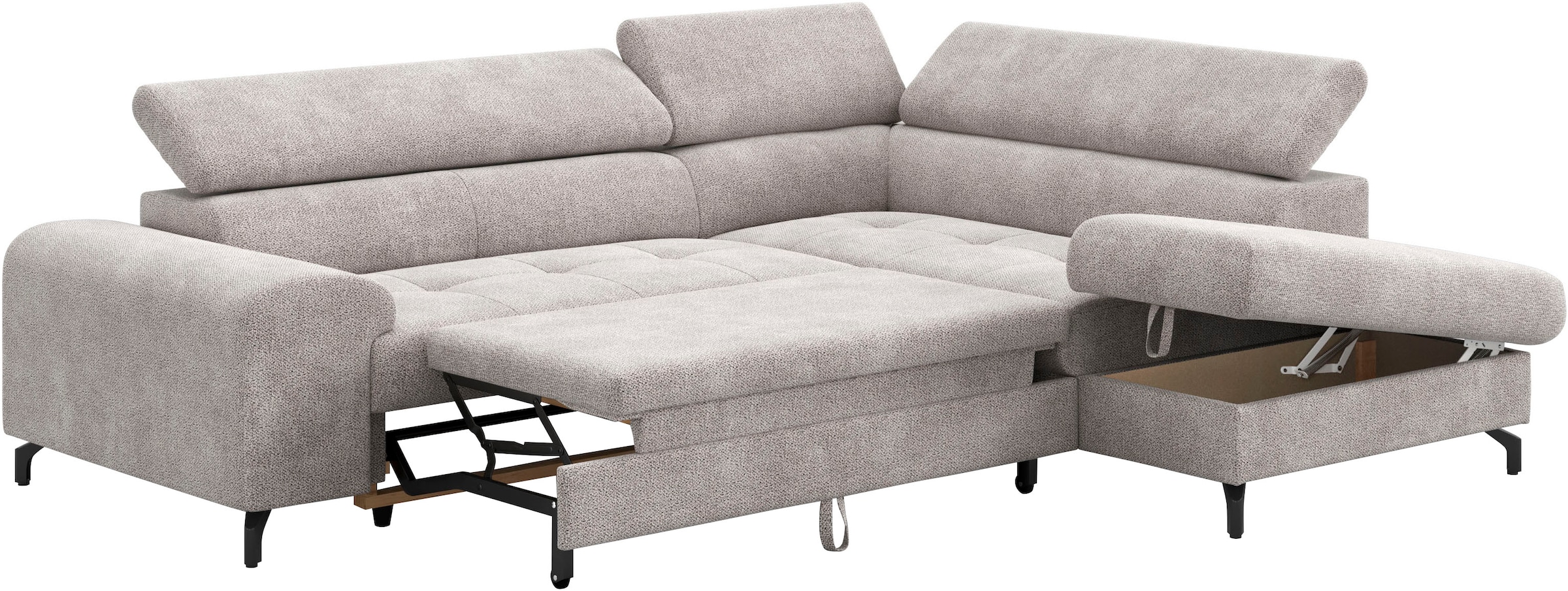 COTTA Ecksofa »Aura L-Form, B: 260 cm«, mit Bettfunktion, Bettkasten & Kopfteilverstellung