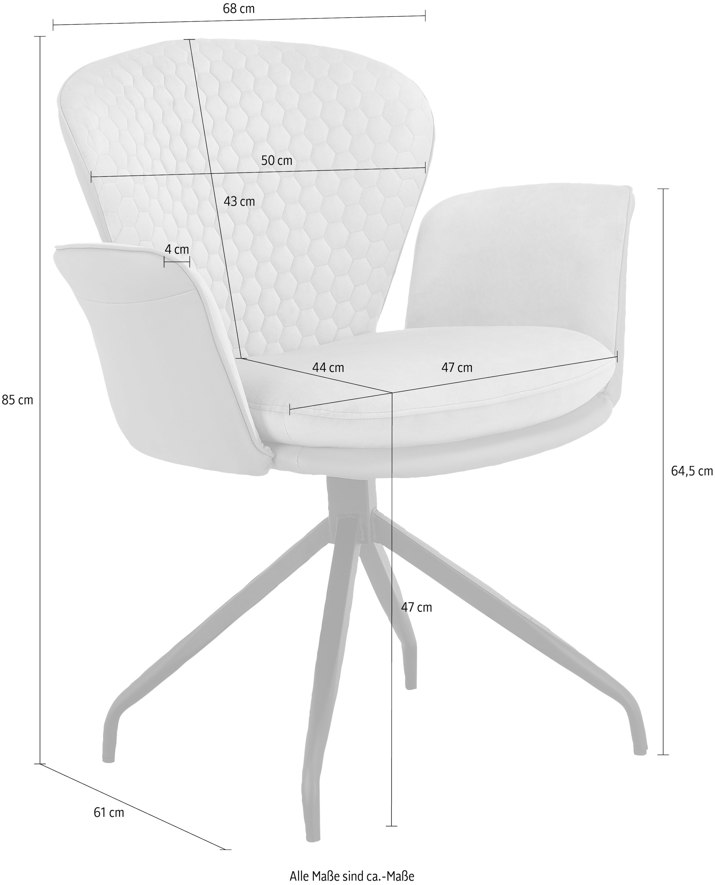 Places of Style Esszimmerstuhl »Leonidas«, 2 St., Veloursstoff-Kunstleder, Sitz und Rücken gepolstert, Sitzfläche in Velourstoff, Sitzhöhe 47 cm