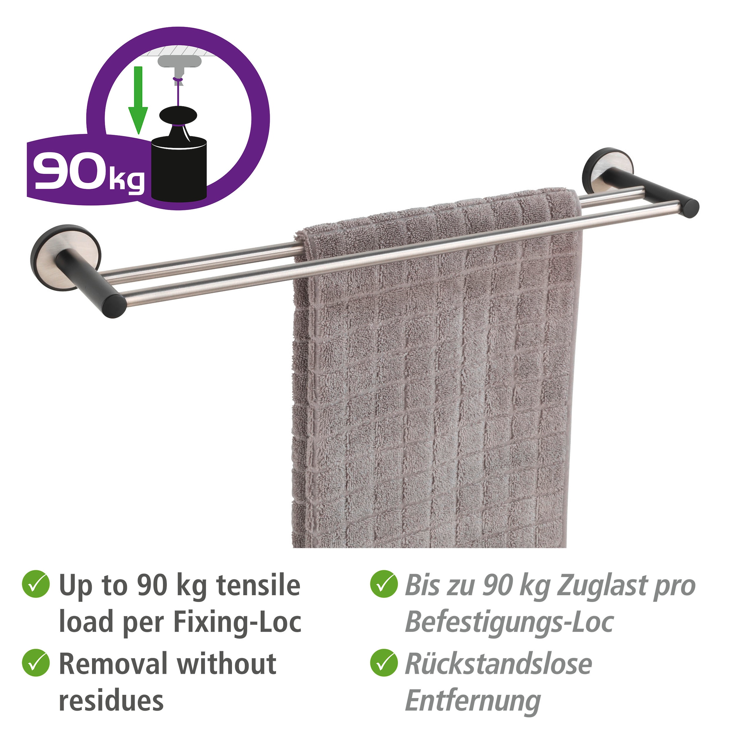 WENKO Handtuchstange »UV-Loc® Udine« befestigen ohne Bohren