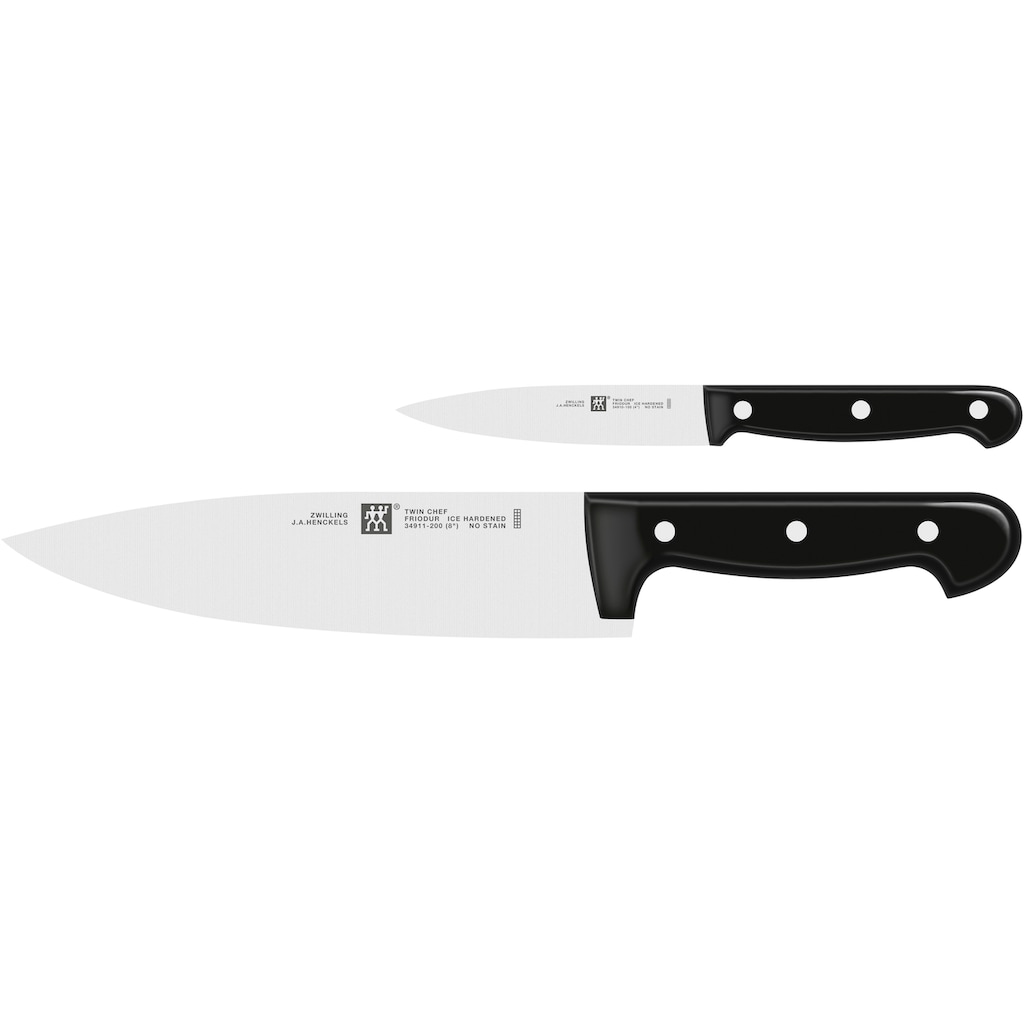 Zwilling Pfannen-Set »Shine/Twin Chef 2«, Aluminium, (Set, 4 tlg., je 1 Bratpfanne Ø 24/28 cm, 2-teiliges Kochmesser-Set)