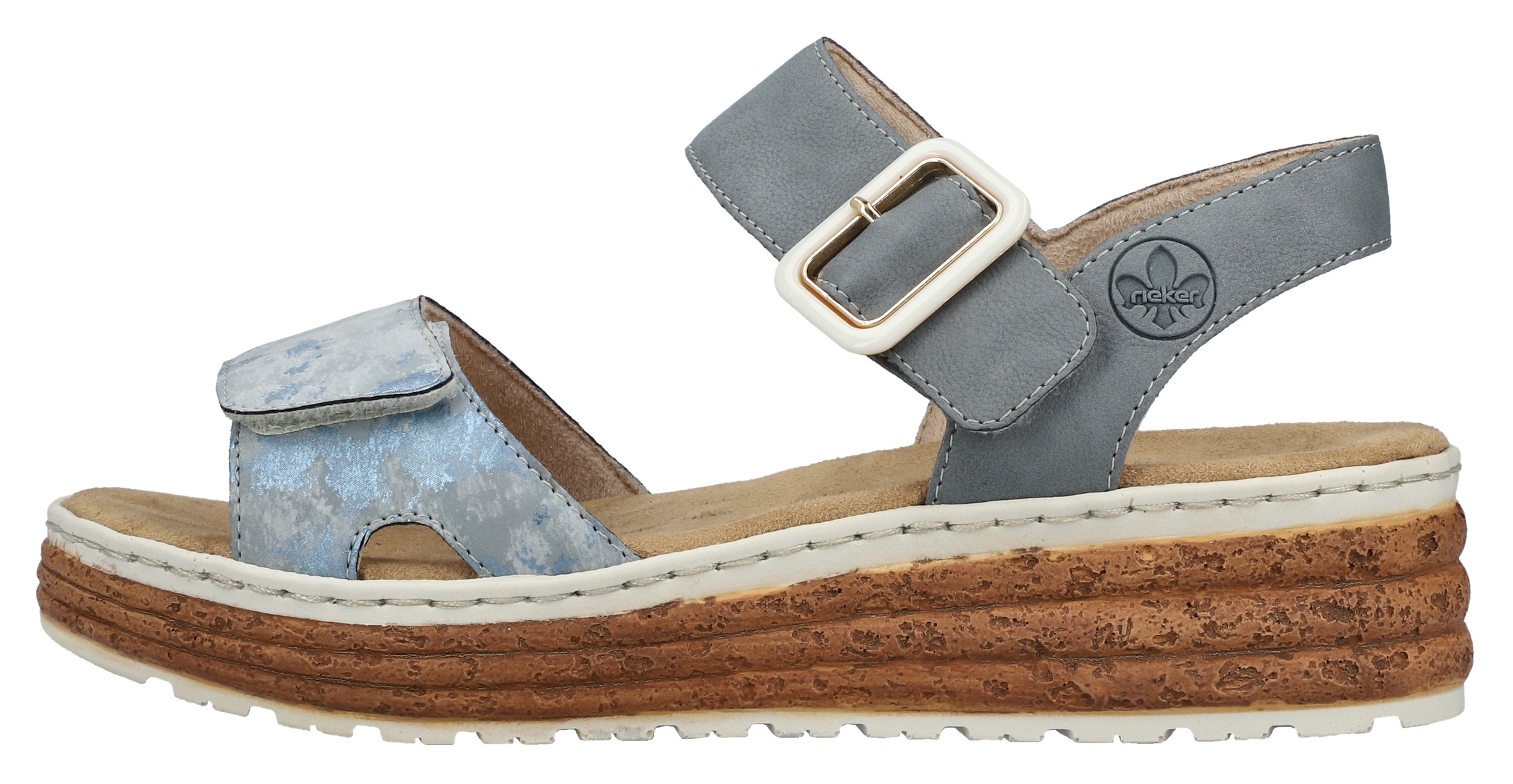 Rieker Plateausandale  Sandalette, Sommerschuh, Keilsandale mit praktischen Klettverschlüssen