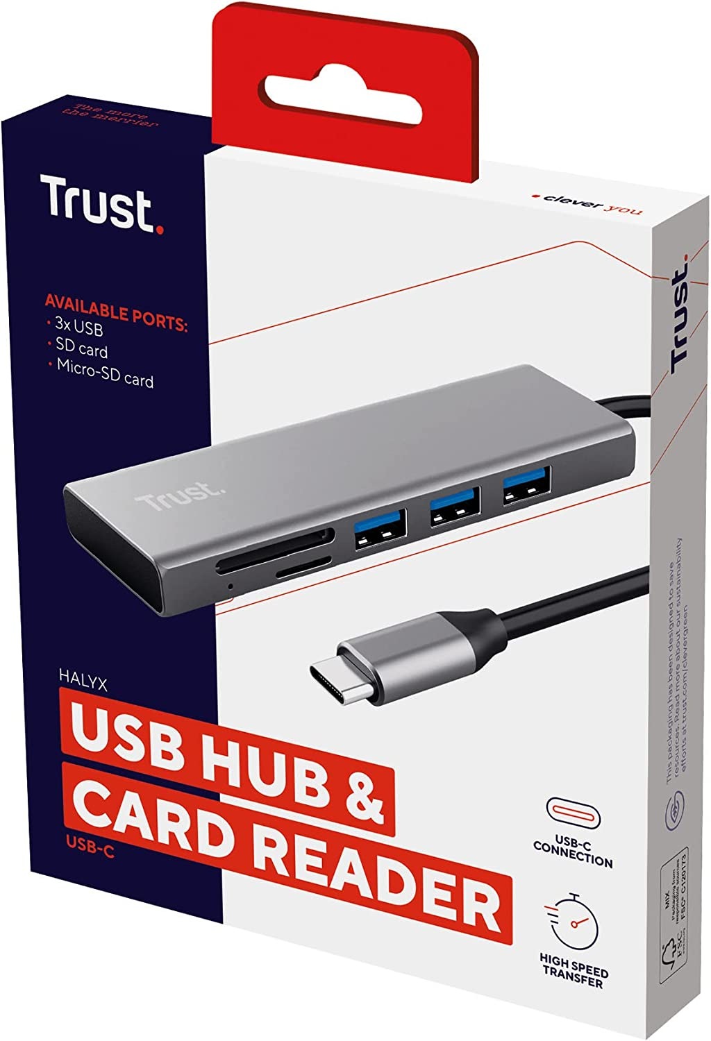 Trust Adapter »HALYX FAST USB-C HUB & CARD READER«, 15 cm