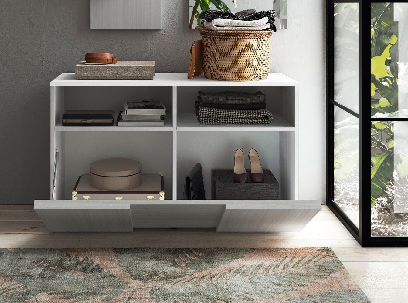 Home affaire Garderobenschrank »Dama, Breite 91 cm, Höhe 51 cm, Schuhbank 1 Klappe« Garderobenbank, Front in 3D-Optik