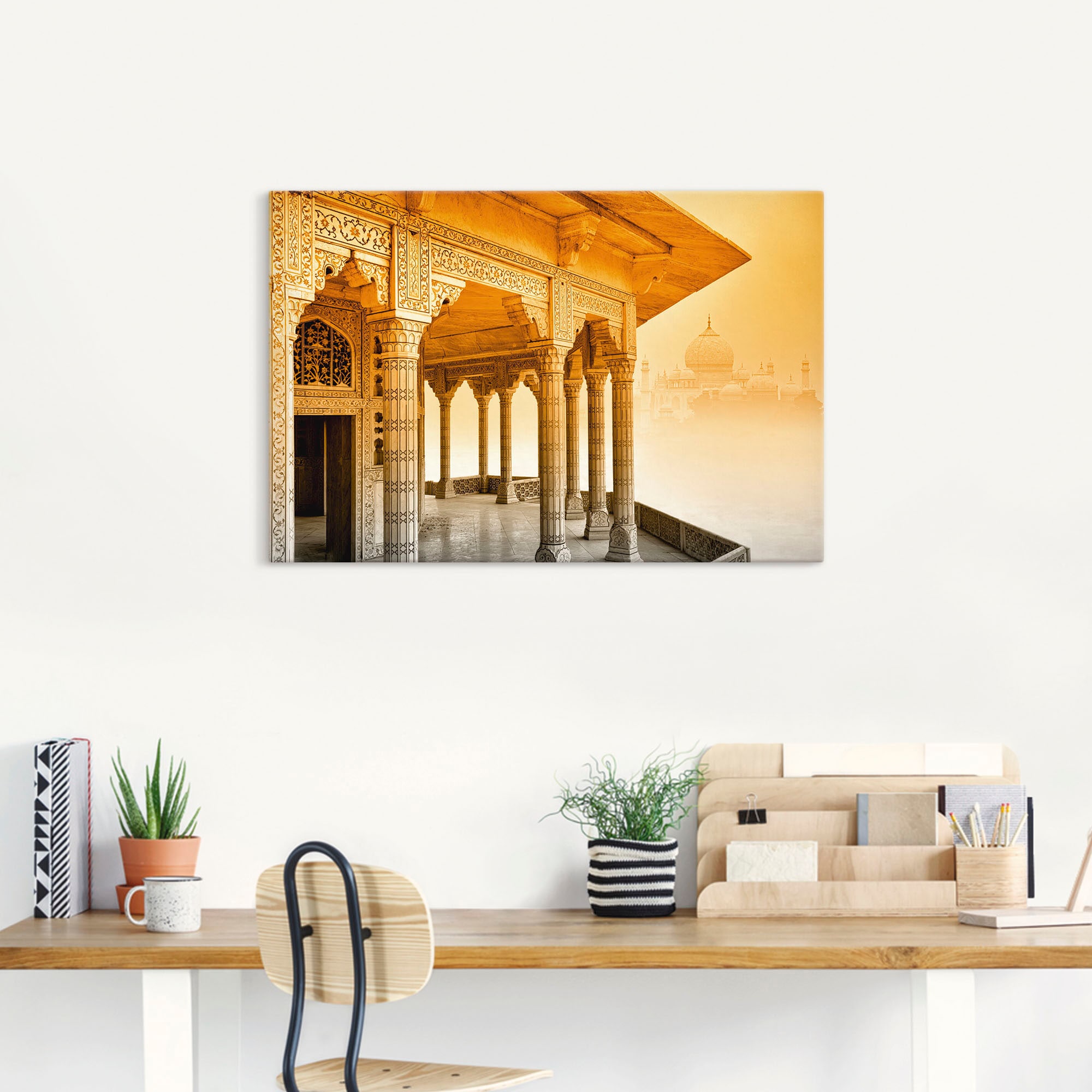 Artland Wandbild »Fort Agra mit Taj Mahal«, Gebäude, (1 St.), als Leinwandbild, Wandaufkleber in verschied. Größen