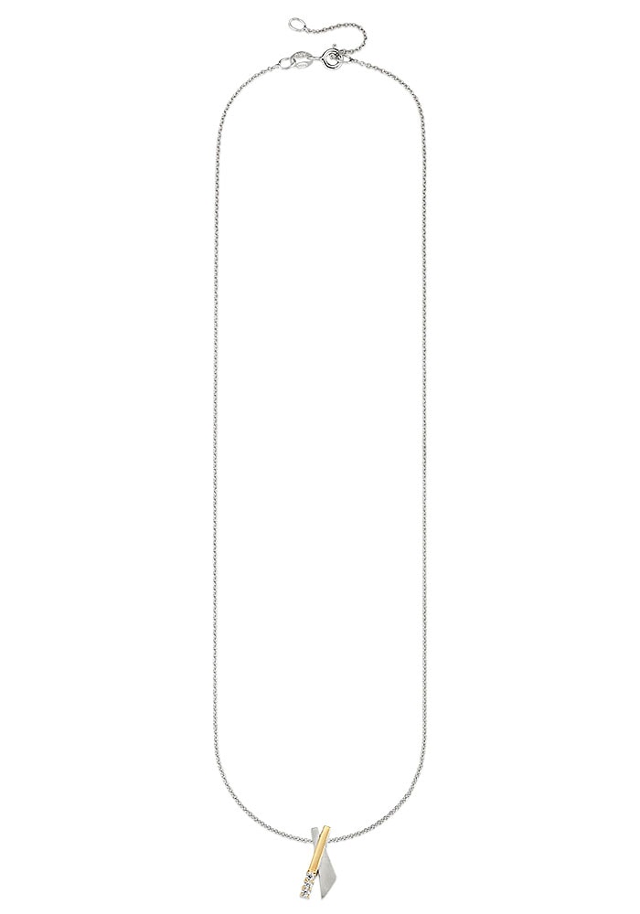 Bruno Banani Kette mit Anhänger »Schmuck Geschenk Silber 925 Halsschmuck Halskette Ankerkette Kreuz« mit Zirkonia (synth.)