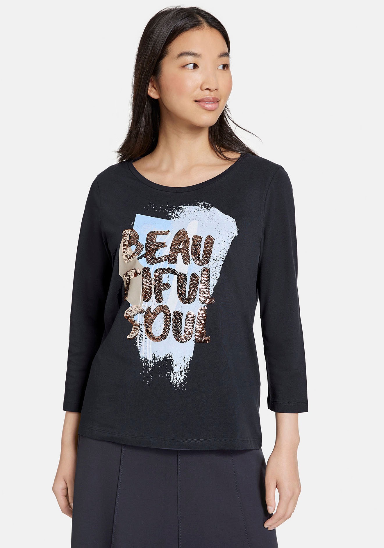 Taifun 3/4-Arm-Shirt mit Statementdruck