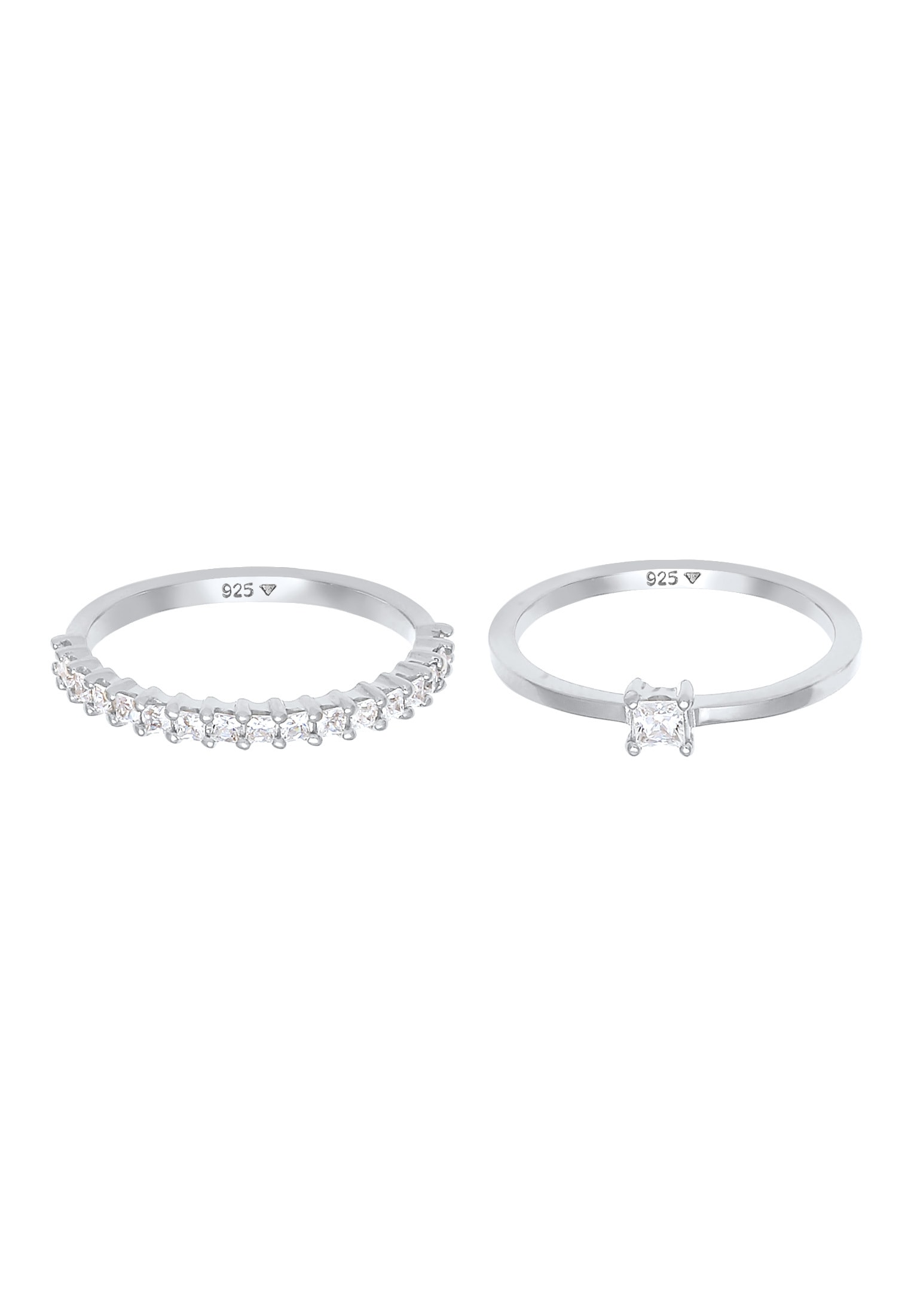 Elli Ring-Set »Ring Solitär Zirkonia Stapelring (Set 2-tlg) 925 Silber«