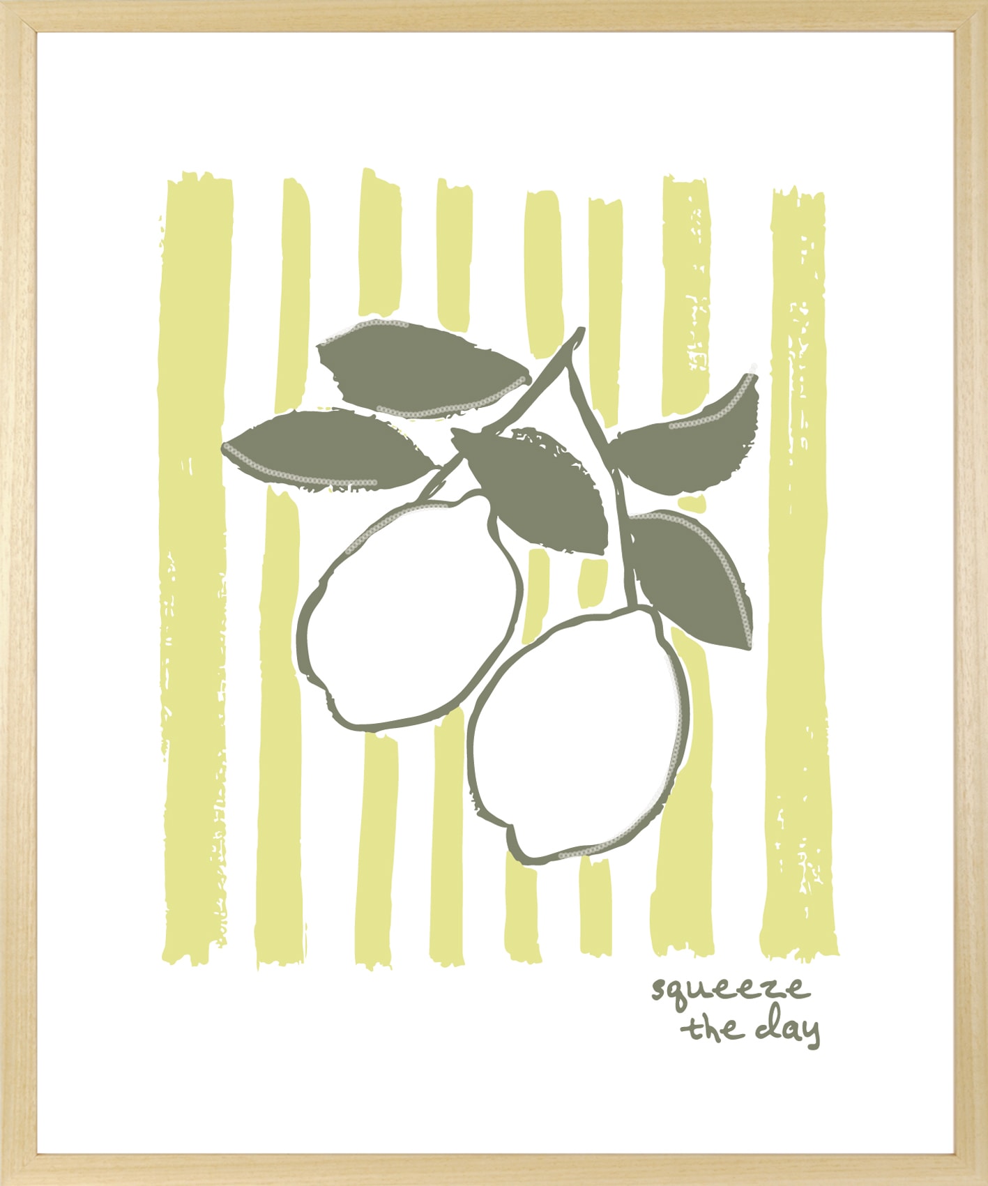 s.Oliver Kunstdruck »Zitronen "Squeeze the day"« Kunst | Obst | Obst Bilder | Schriftzug | Schriftzüge 1 Stk. tlg. gerahmt, Rahmen aus Holz, Echtholz
