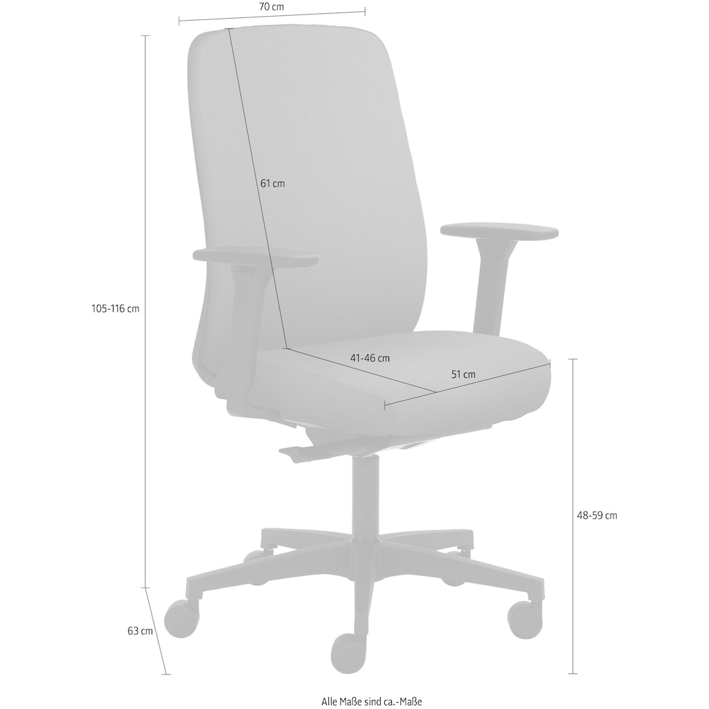 Mayer Sitzmöbel Drehstuhl »2229«, Struktur (recyceltes Polyester), höhenverstellbare Armlehnen, Sitztiefenverstellung