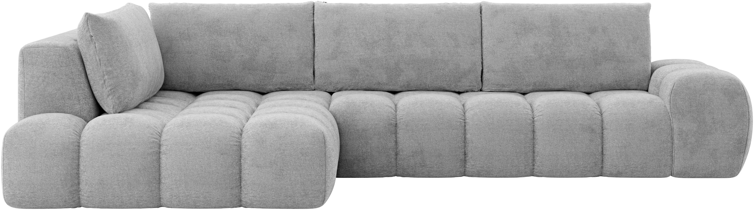 OTTO home Ecksofa »AZITA L-Form, XXL 352 cm Designsofa in Bubble-Opitk« lose Rückenkissen, traumhafte Steppung