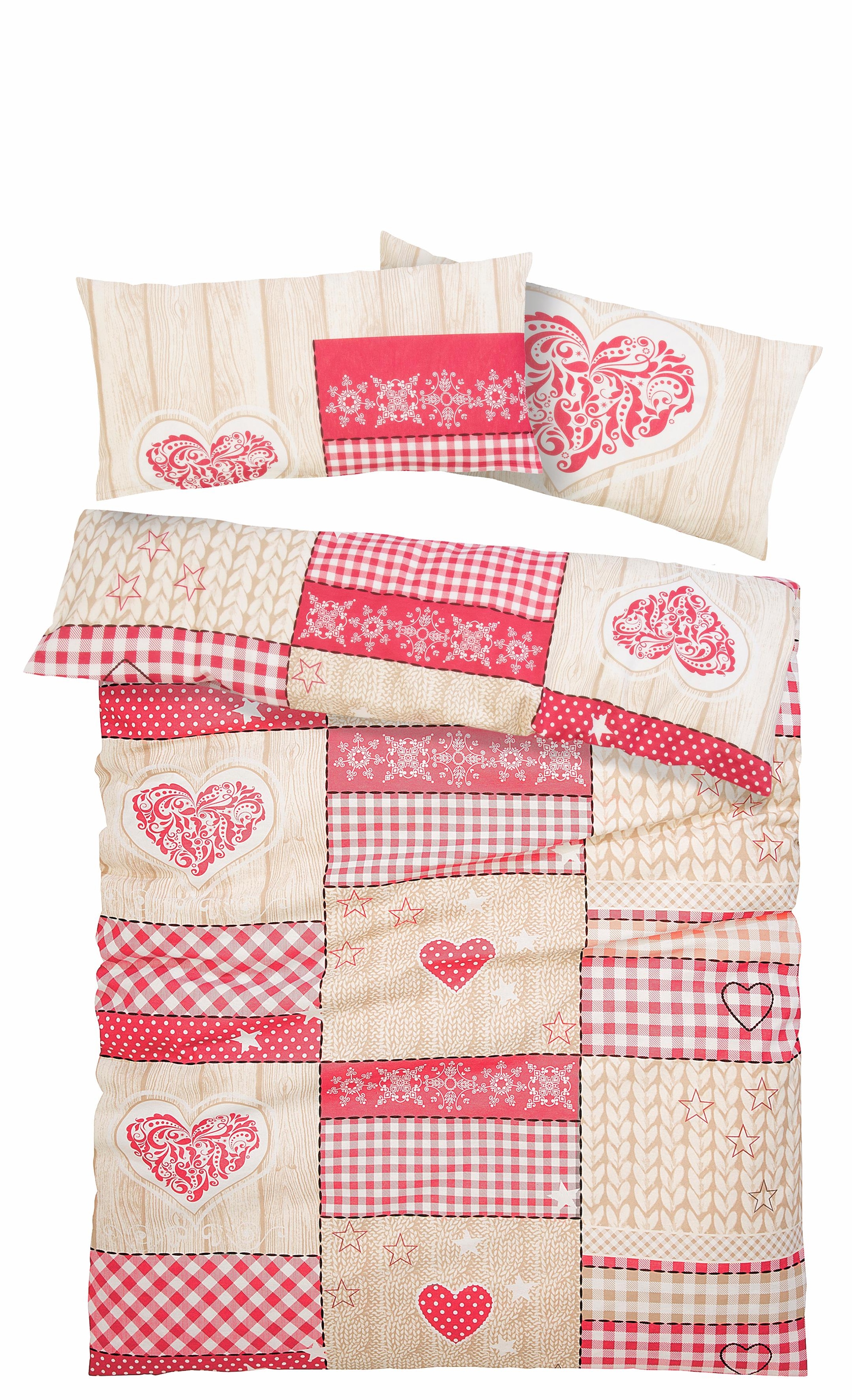 my home Bettwäsche »Janina in Gr. 135x200 oder 155x220 cm«, 100% Baumwolle, viele Winterdesigns: Patchwork, Schneemann, Eule, Bär