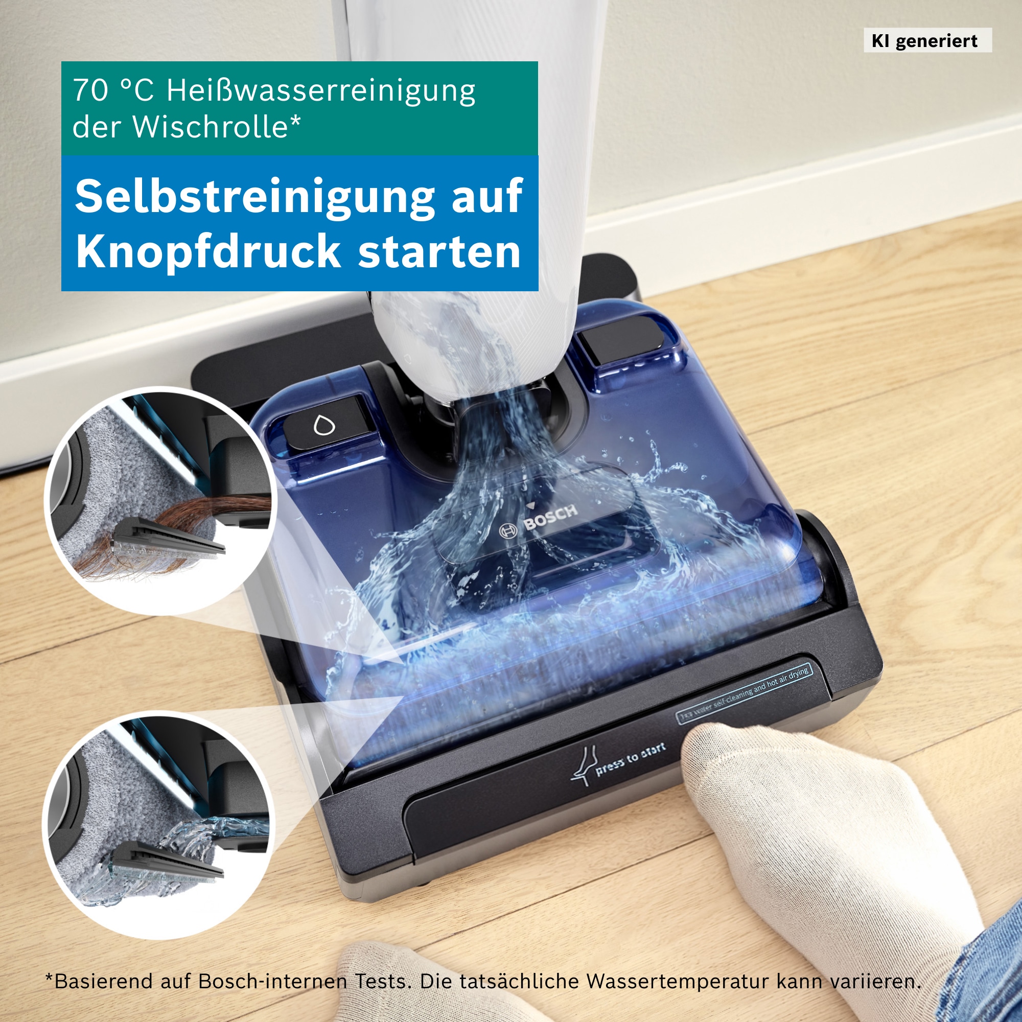 BOSCH Nass-Trocken-Sauger »OneFlow Serie 4 BHF41WM, Selbstreinigung, 24.000 PA Saugkraft« Anti-Haarverwicklung, LED-Licht, Schnelltrocknung, 40 min Akku / 150m²