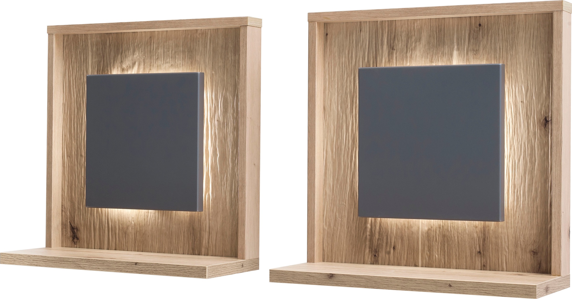 MCA furniture Wandboard »Lizzano«, (2 St.), in Balkeneiche Nachbildung, 3-D Rückwand mit Struktur