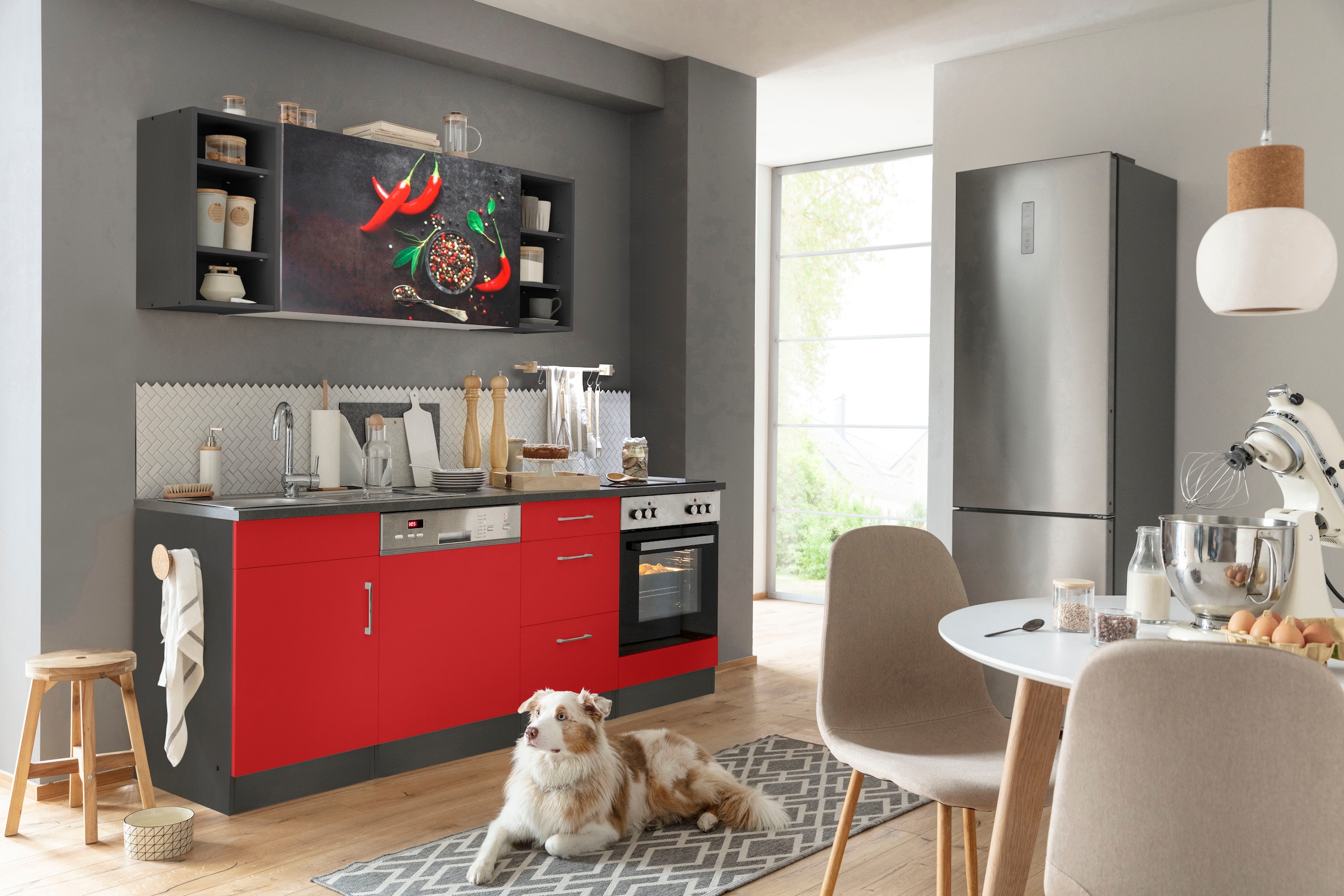 KOCHSTATION Küchenzeile »KS-Paris«, ohne E-Geräte, Breite 220 cm