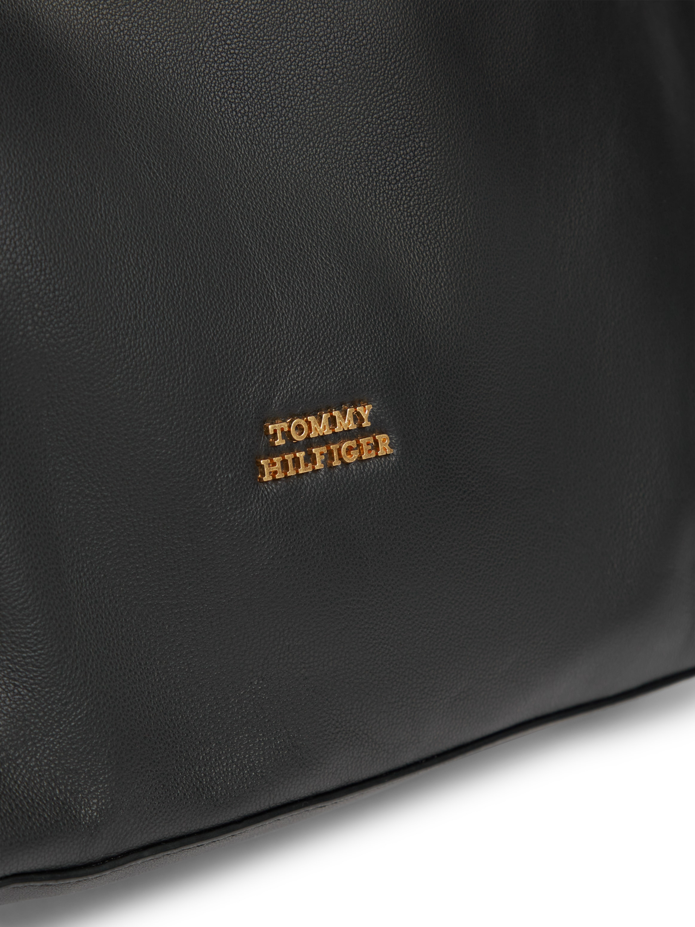 Tommy Hilfiger Hobo »TH SOFT LEATHER HOBO« Damen Handtasche, Schultertasche, Umhängetasche mit goldfarbenem Logo