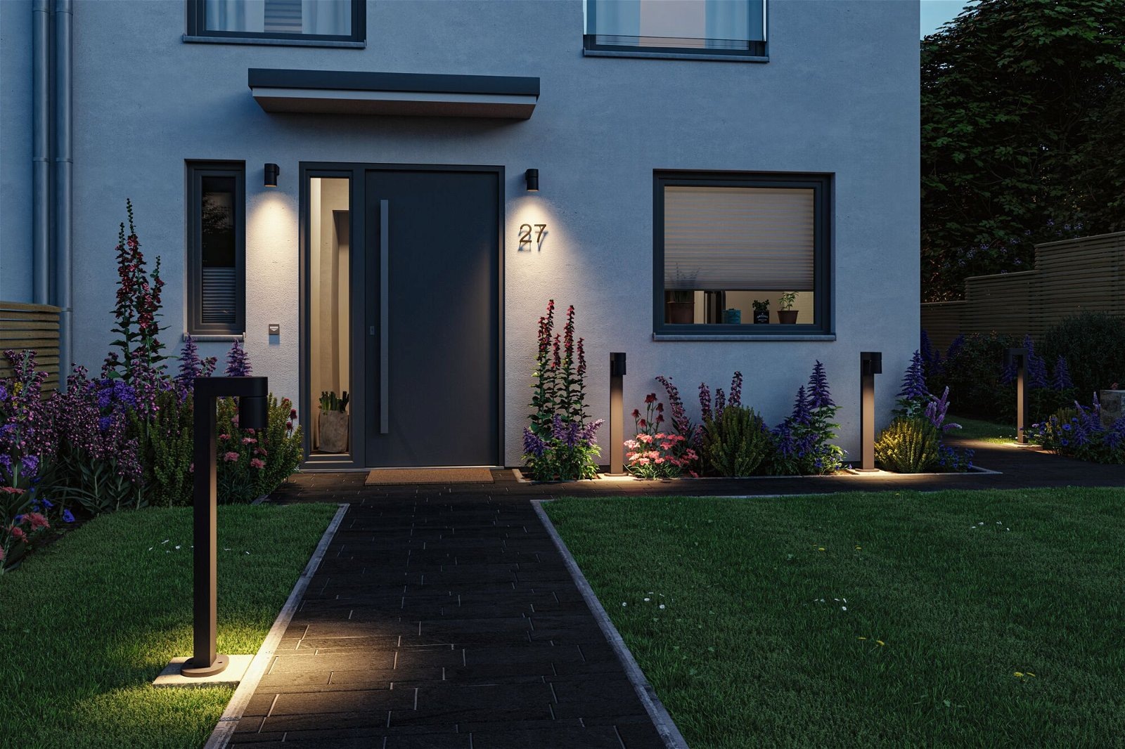 Paulmann LED Pollerleuchte »Kimu IP44 822mm 3000K 8W 500lm 230V 70° Anthrazit Aluminium«, 1 flammig