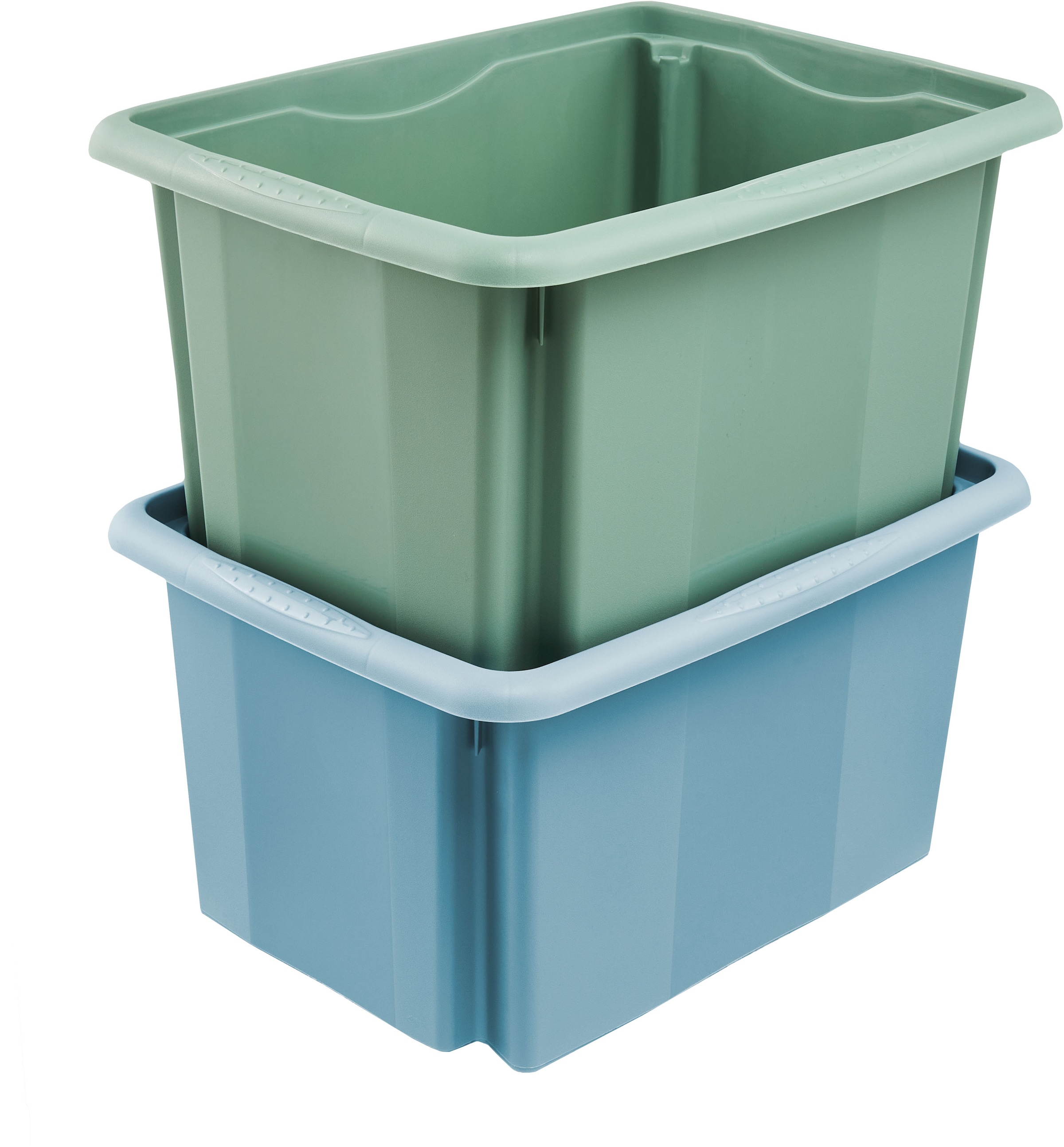 keeeper Aufbewahrungsbox »Emil, Box mit Deckel, 3er Set, 15 L, 38 x 28,5 x 20,5 cm« ineinander und aufeinander stapelbar