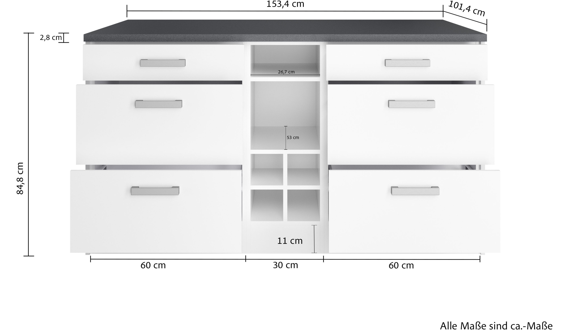 KOCHSTATION Kücheninsel »KS-Toronto« Breite 153 cm, MDF-Fronten, Flaschenregal