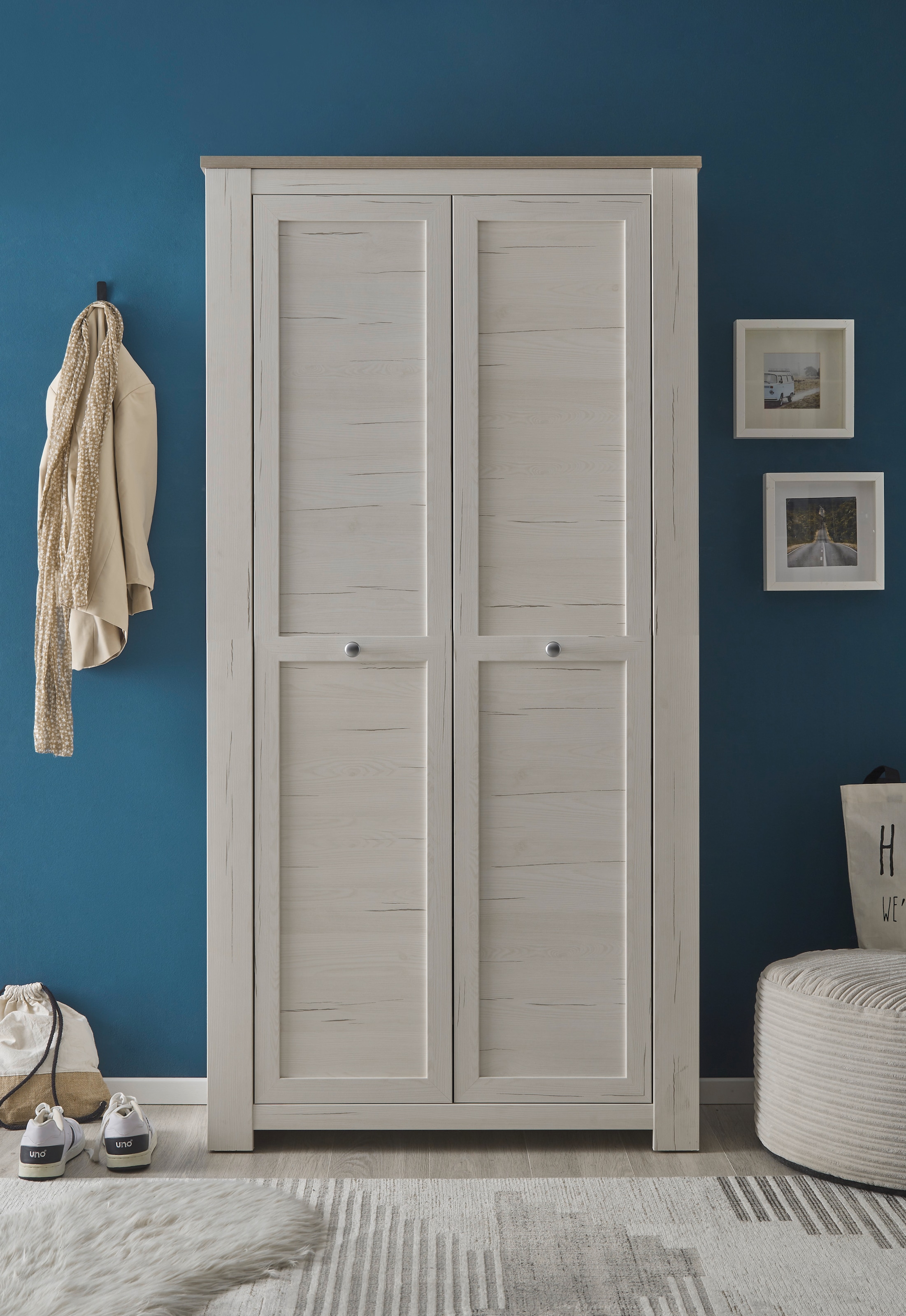 HBZ Schuhschrank »Brixen im Landhaustil, BxHxT 98x195x38 cm«, (1 St.), Schuhschrank mit 2 Türen, 7 Einlegeböden, fester Boden