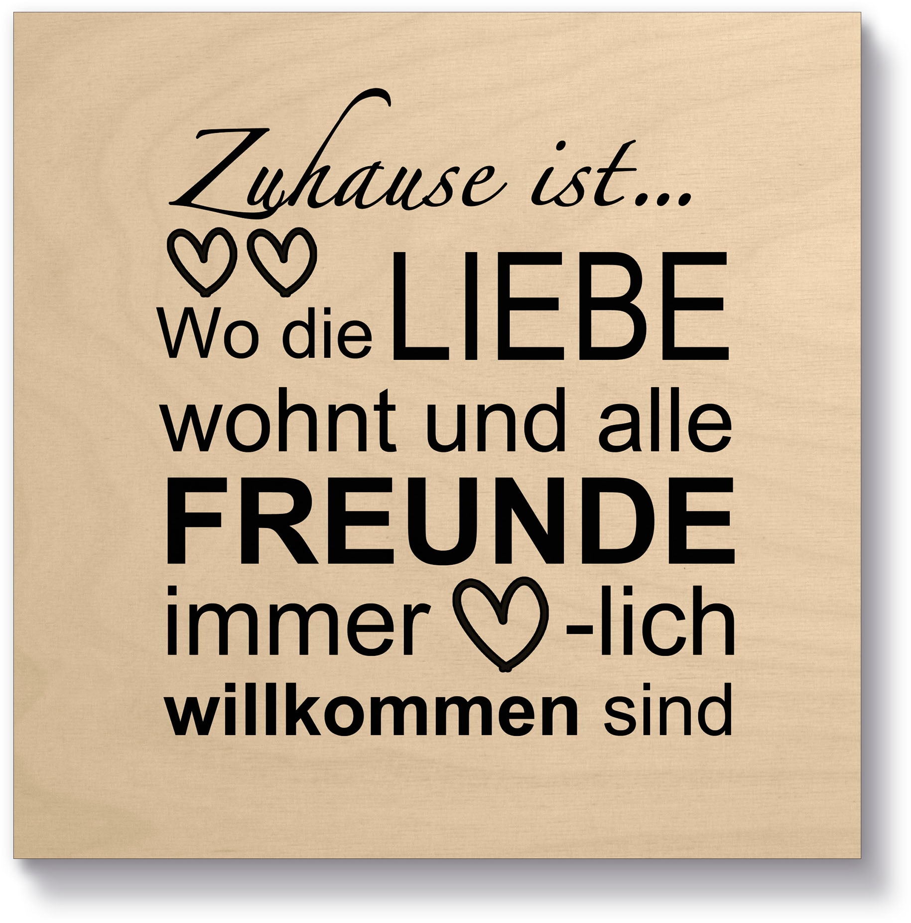 Artland Holzbild »Wo die Liebe wohnt«, Sprüche & Texte, (1 St.)