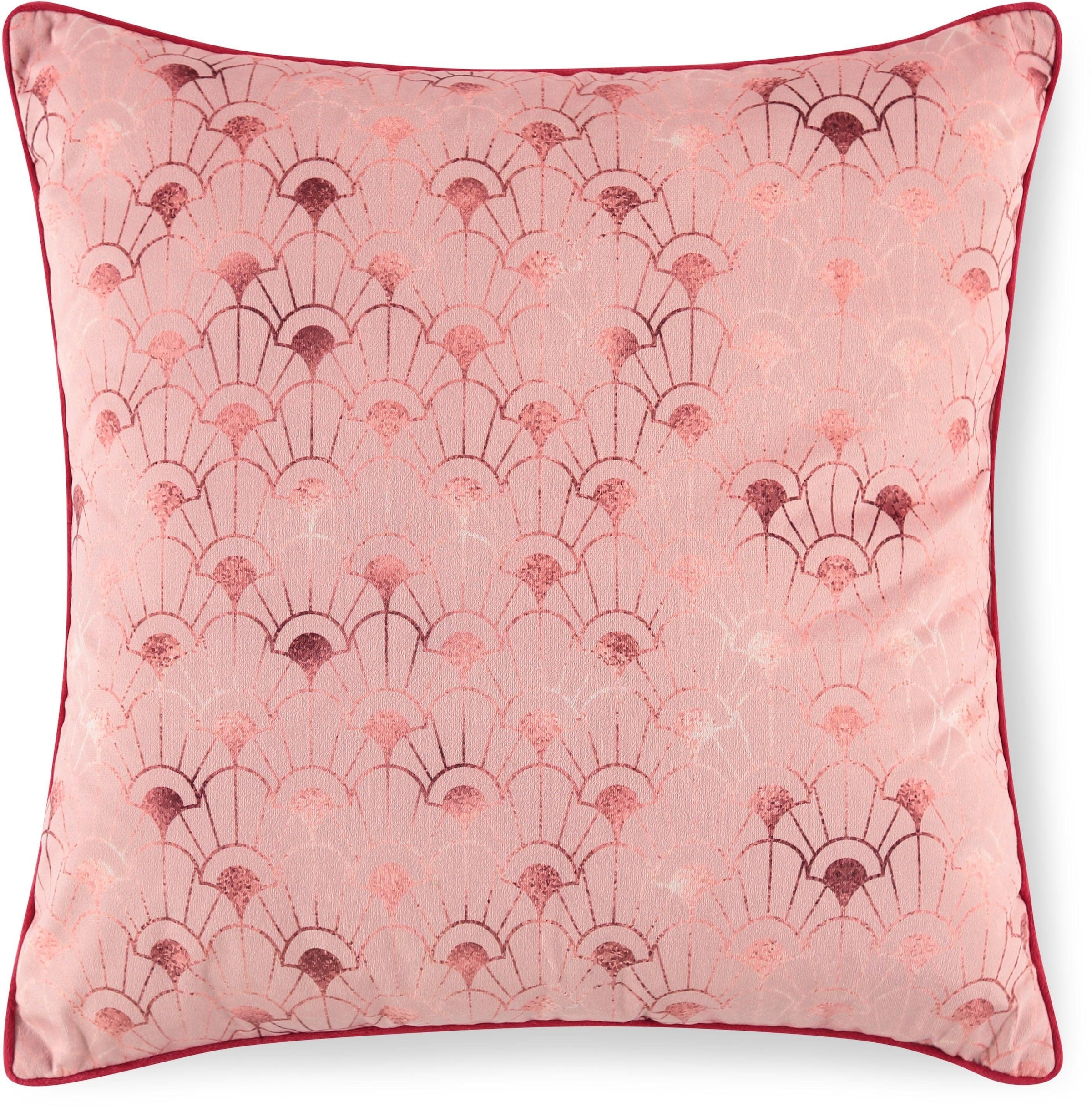hip Dekokissen »Aluna«, Mit Füllung, 1 Stück, Biese, 48x48, Wendeoptik, Weich, Blumen Bordeaux