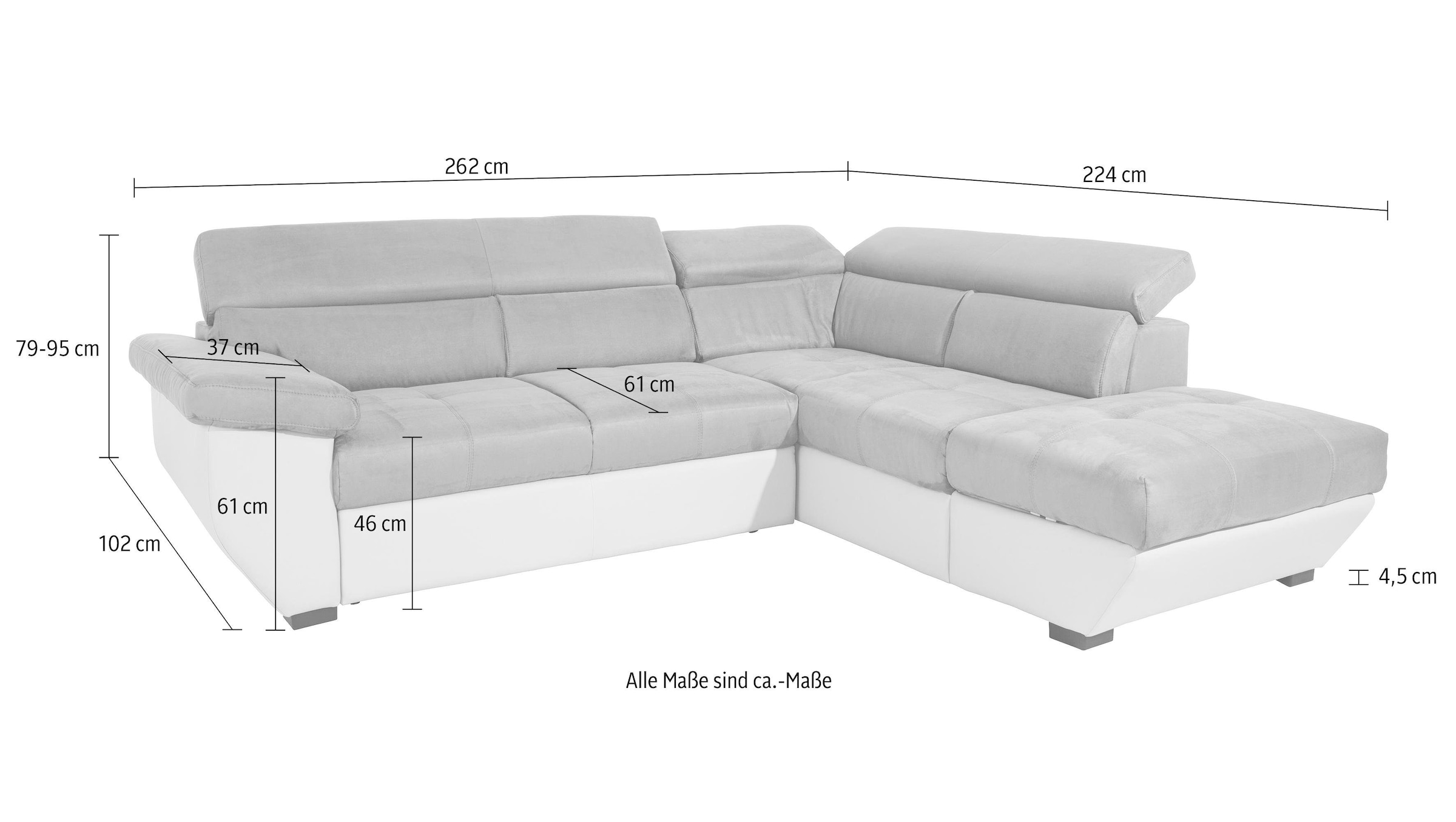 COTTA Polstergarnitur »Speedway L-Form«, (Set), Set bestehend aus: Ecksofa mit Kopfteilverstellung & Hocker