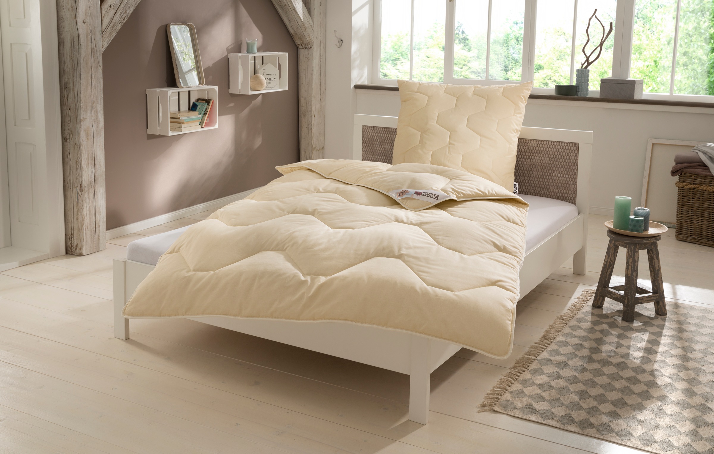 my home Naturfaserbettdecke + Kopfkissen »Baumwolle 60 °C«, (Spar-Set, (4-Tlg.),... kaufen