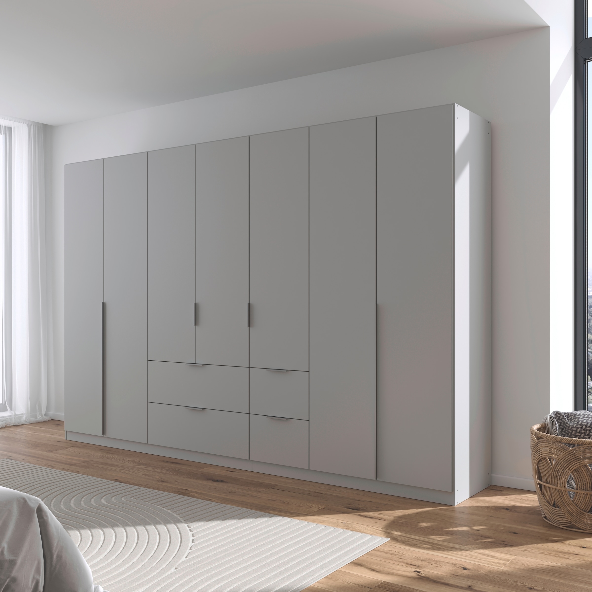 rauch Drehtürenschrank »Kleiderschrank Schrank Garderobe AGORDO mit Dekor- oder Hochglanzfront«, (in zwei Griff-Farben, Breiten 91-360 cm), mit Außenschubkästen, in 7 Breiten und 2 Höhen MADE IN GERMANY