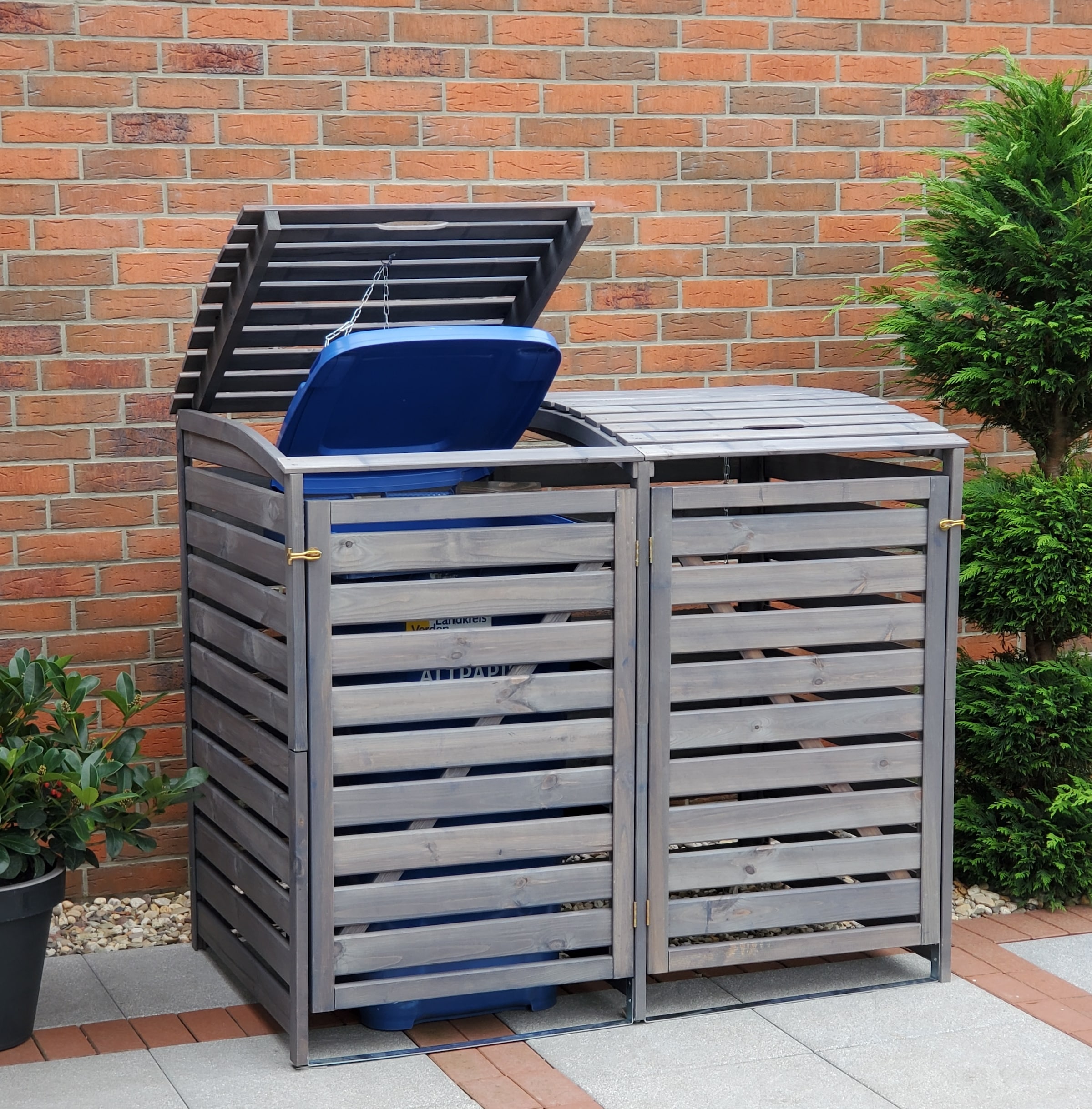 promadino Mülltonnenbox »Vario III« für 2 Tonnen, robust aus zertifiziertem Kiefernholz