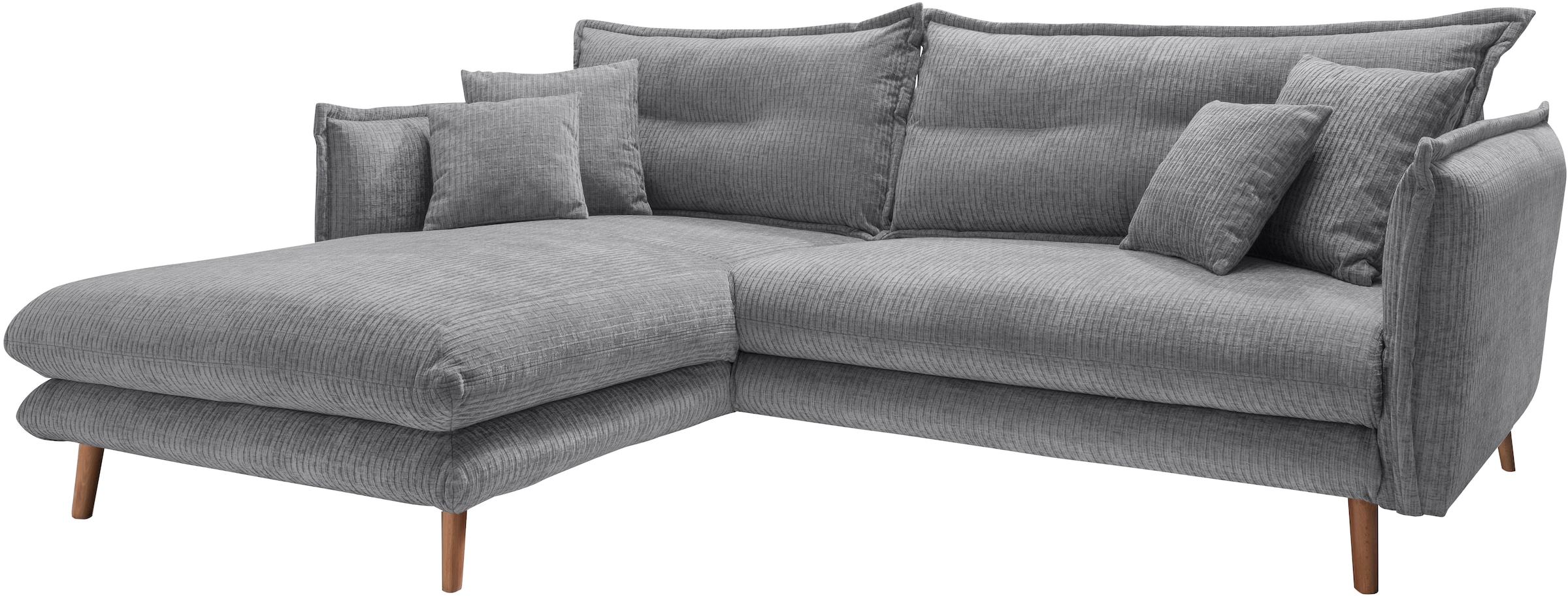 Home affaire Ecksofa »Lazio modern und bequem, schmale Armlehnen, tolle Detailverarbeitung« zwei verschiedene Fußfarben wählbar