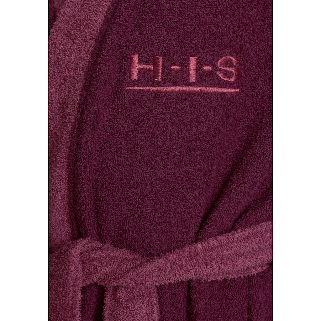 H.I.S Unisex-Bademantel »Hannes«, (1 St.), mit farblich abgesetzten Gürtel und Kragen