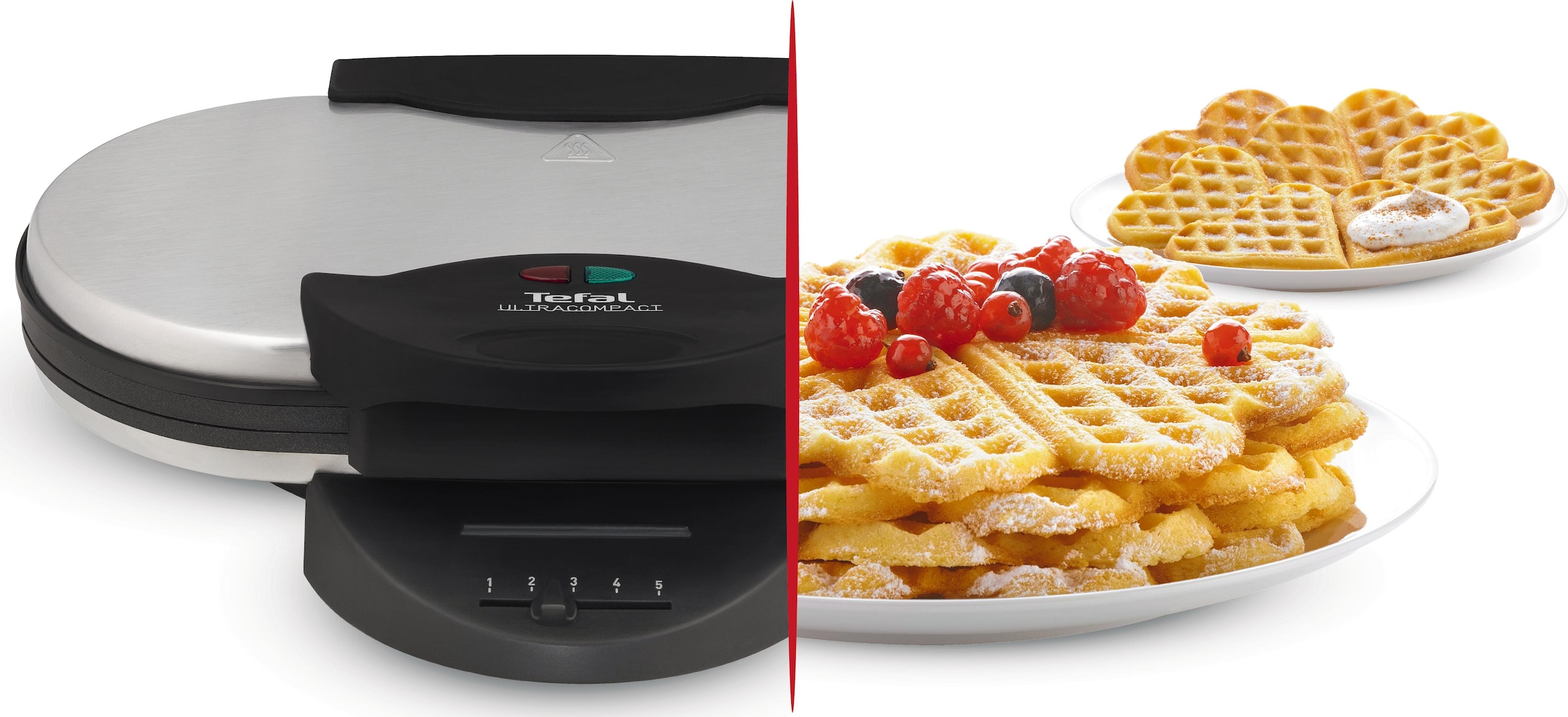 Tefal Waffeleisen »WM311D«, 1200 W, 2 Herzwaffeln gleichzeitig, stufenloser Temperatur für Wunsch-Bräunung