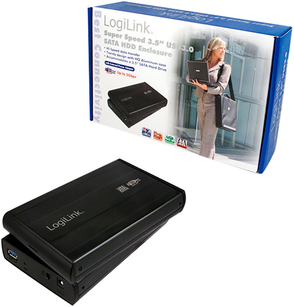 LogiLink HDD-Festplatte »USB 3.0 Gehäuse für 3,5 Zoll SATA HDD«, 3,5 Zoll, Anschluss USB 3.1 Gen 2