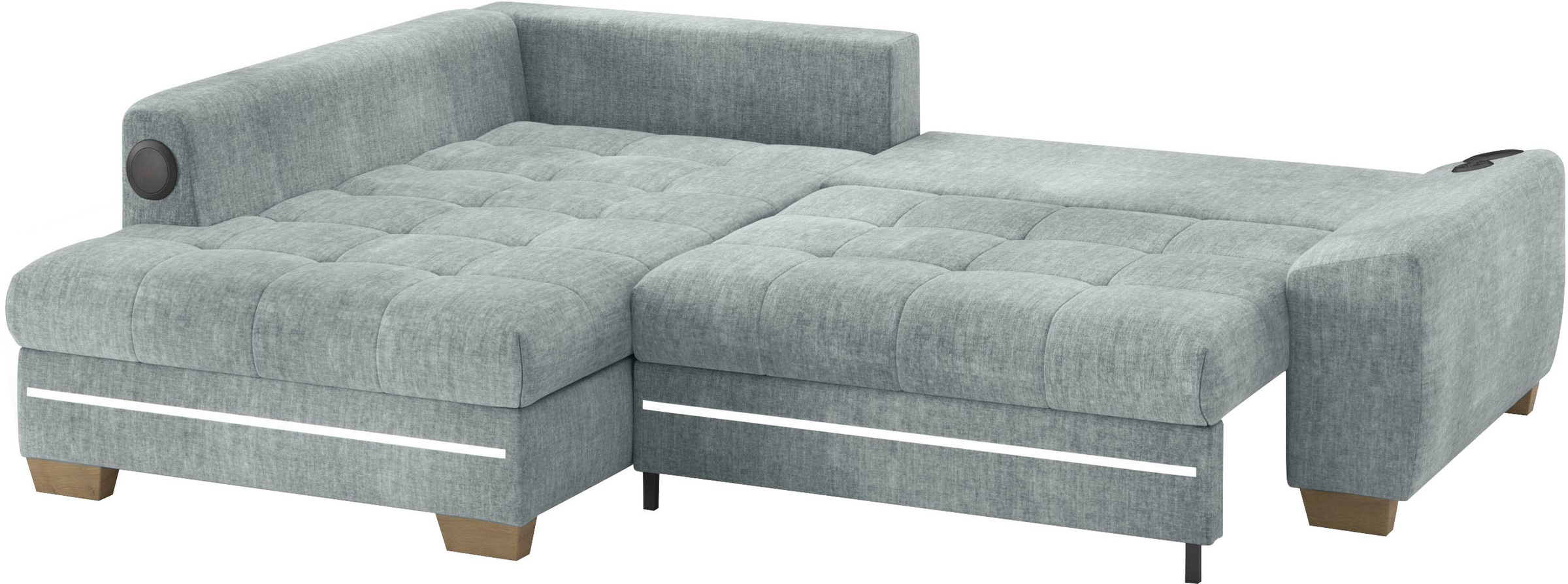 Mr. Couch Ecksofa »Nikita II, L-Form«, mit Kaltschaum, RGB-LED, Soundsystem, wahlweise mit Bett, Bettkasten