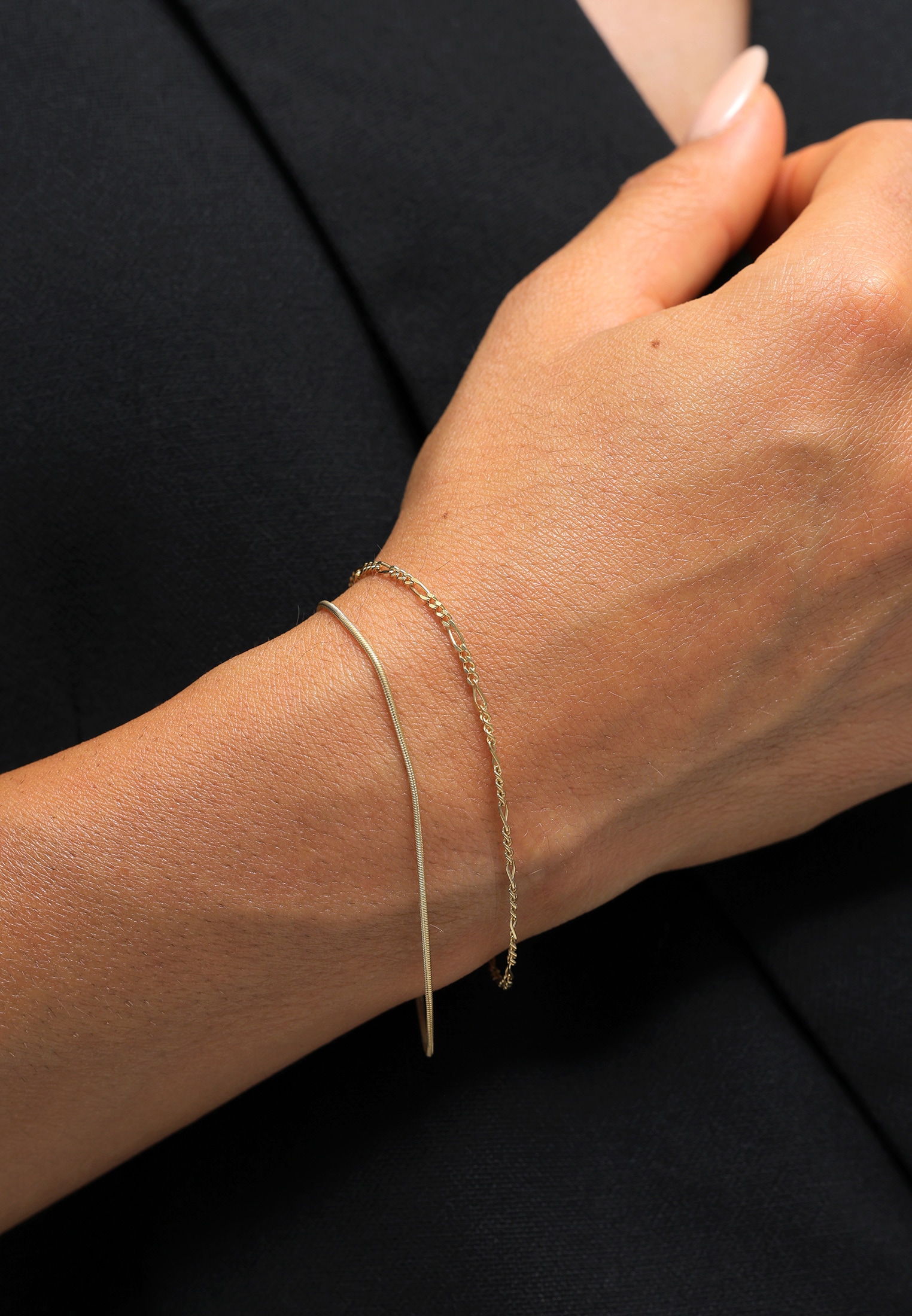 Elli Armketten Set »Armband Armkettchen-Set Figaro Rund Basic 925 Silber«