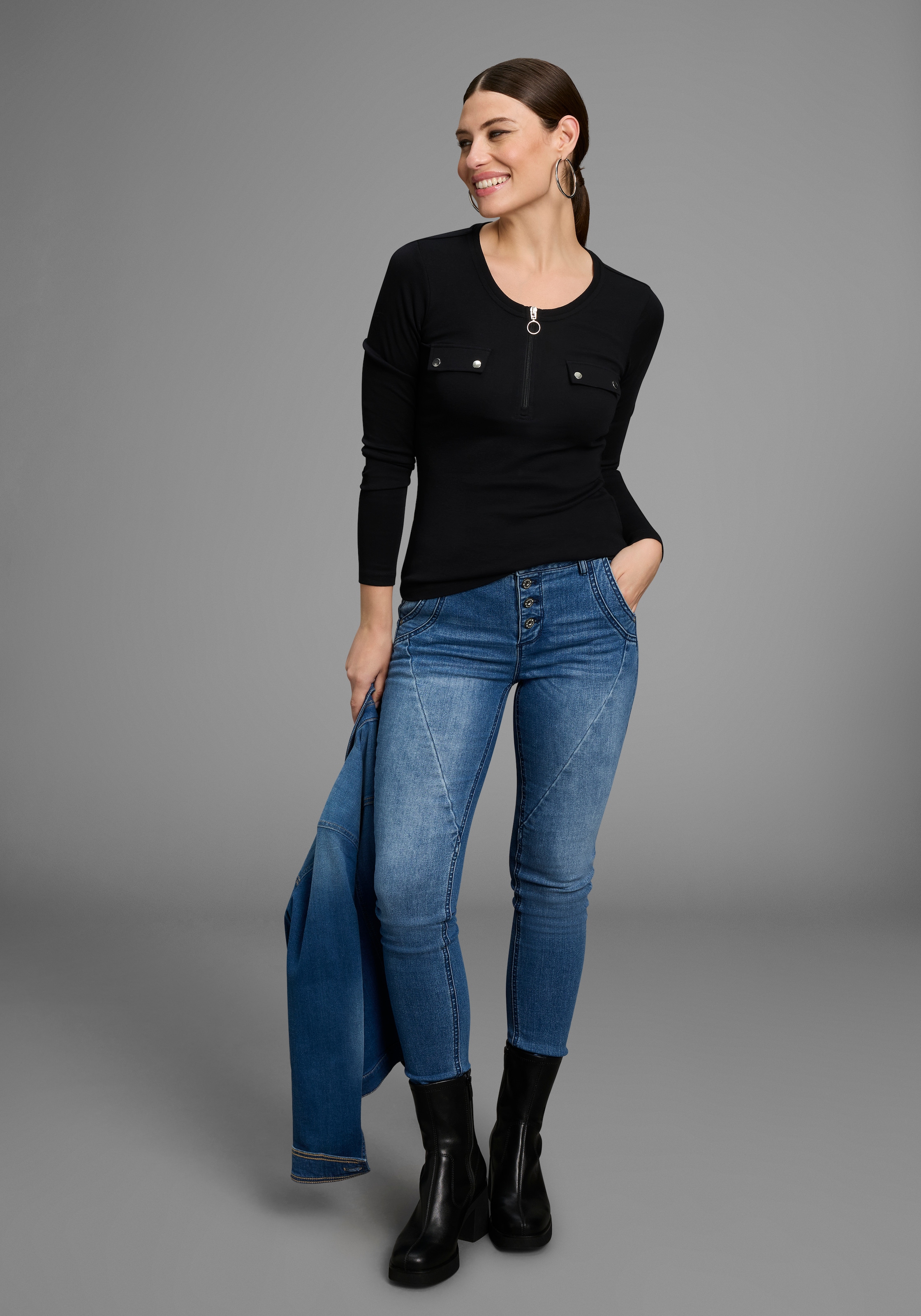 Bruno Banani Skinny-fit-Jeans, mit schrägen Nähten - NEUE KOLLEKTION