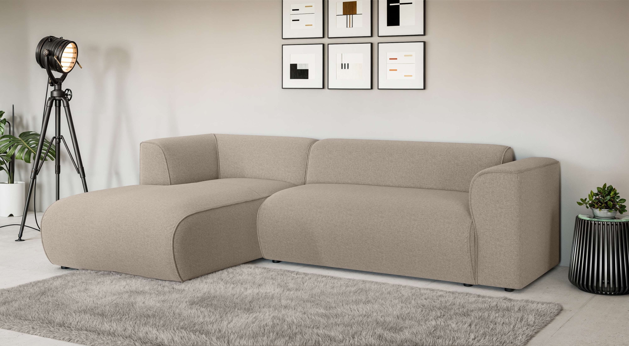Home affaire Ecksofa »GENTON L-Form (257 cm), zeitlos & stilvolles Design,« Aufwendig gepolstert, in Cord, Chenille und Struktur