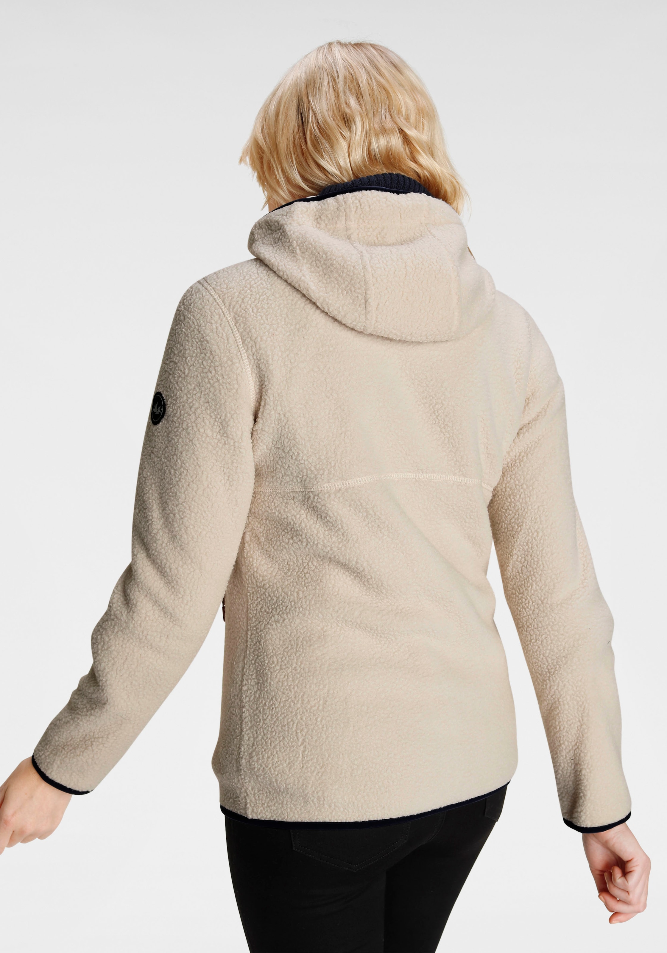 Polarino Fleecejacke, mit Kapuze, für kalte Tage, aus schnell trocknendem Material, Regular Fit