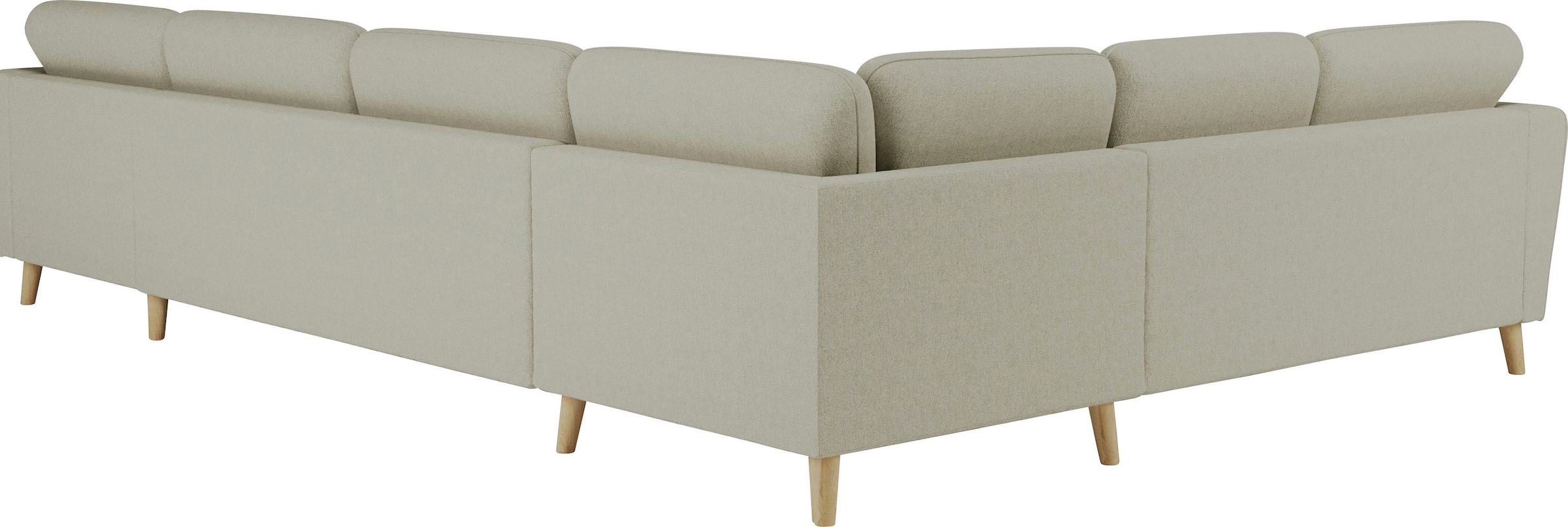Home affaire Wohnlandschaft »MARSEILLE XXL 349cm, U-Form, Ottomane rechts/links wählbar«, Massivholzbeine Eiche, Landhausstil, Wellenunterfederung