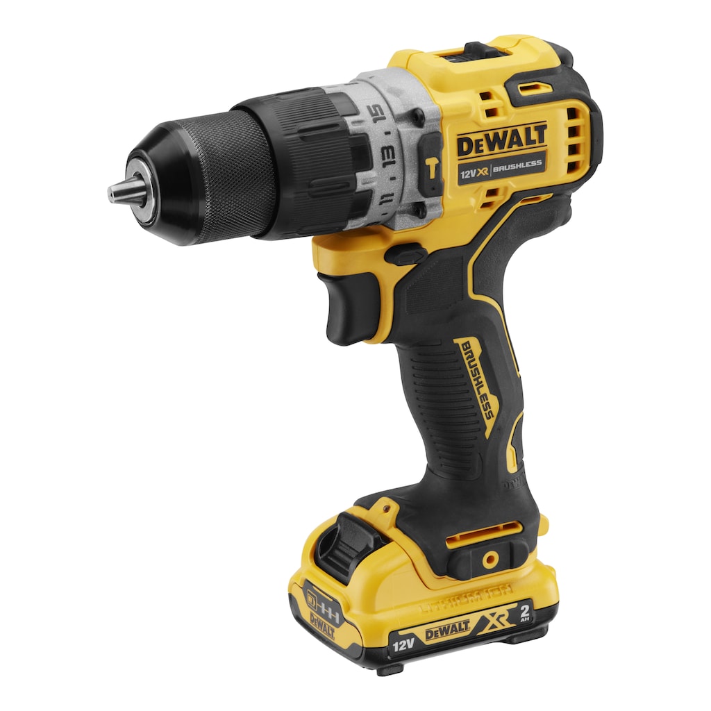 DeWalt Akku-Schlagbohrschrauber »DCD706D2-QW (bürstenlos) 12V«, (T STAK-Box, inkl. 2x 2 Ah Akkus und Schnellladegerät)