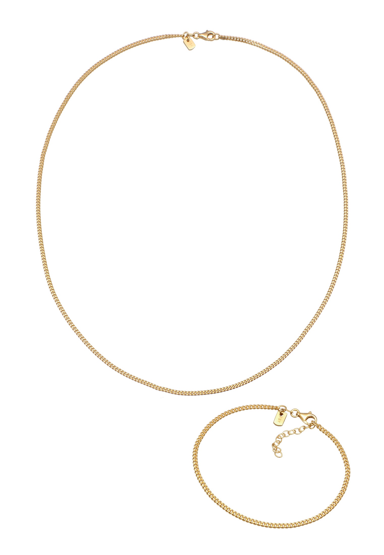 Kuzzoi Ketten und Armband Set »Schmuckset Panzerarmband Kette Basic 925 Silber«