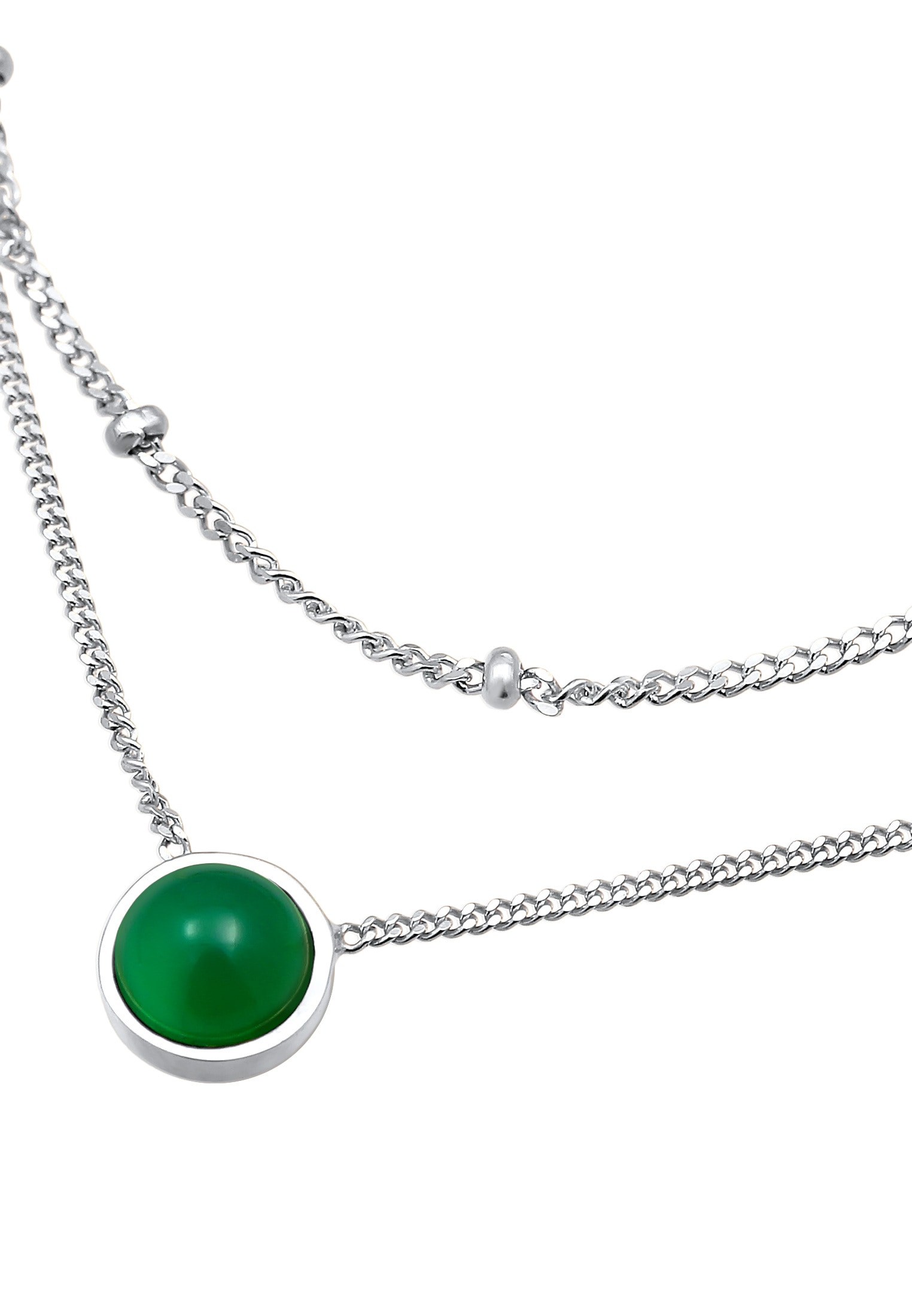 Elli Premium Silberkette »Halskette Choker Layer Achat Kugelkette 925 Silber«